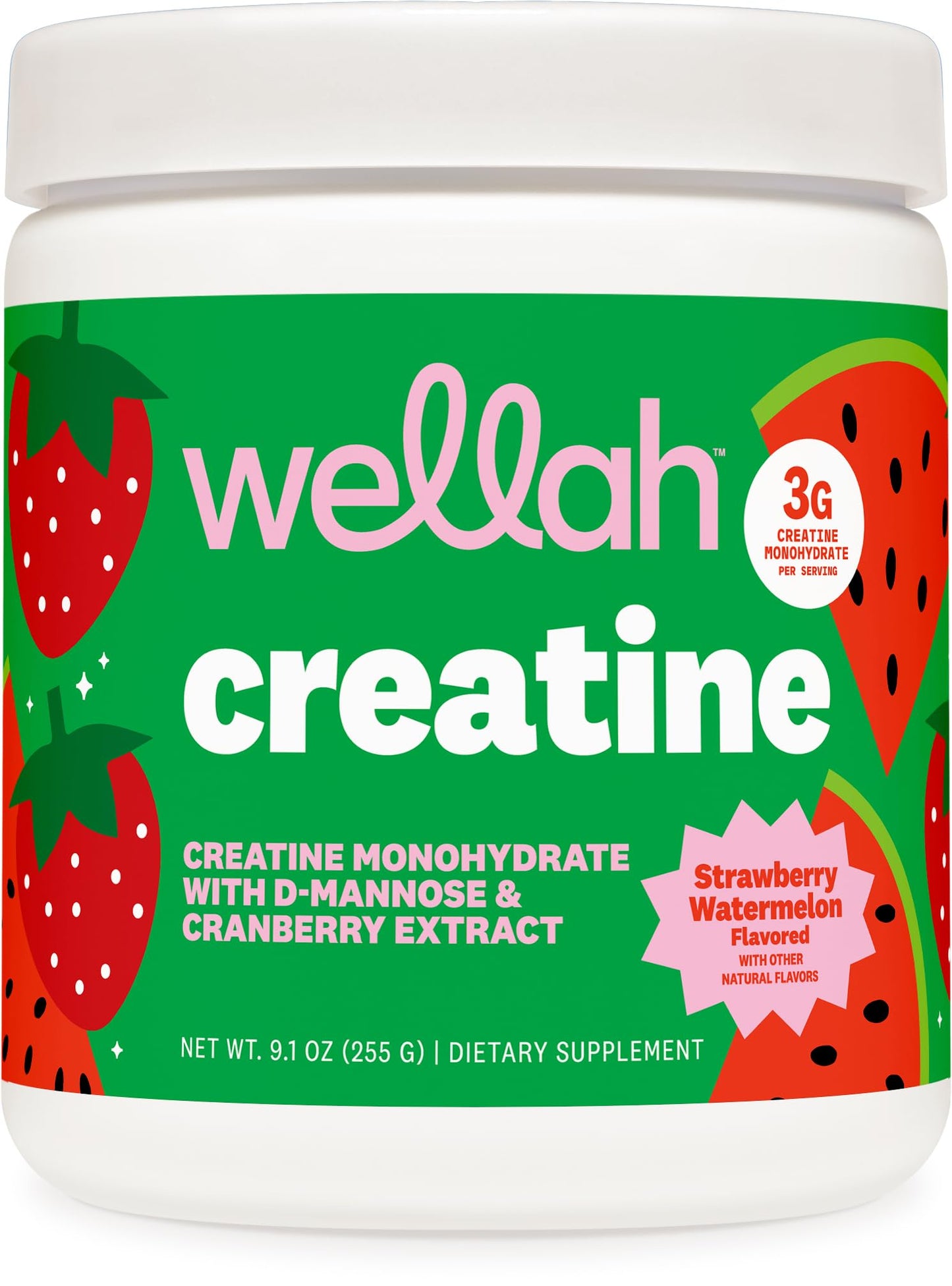 Wellah Creatine for Women (Strawberry Watermelon) Powder 9.1 oz