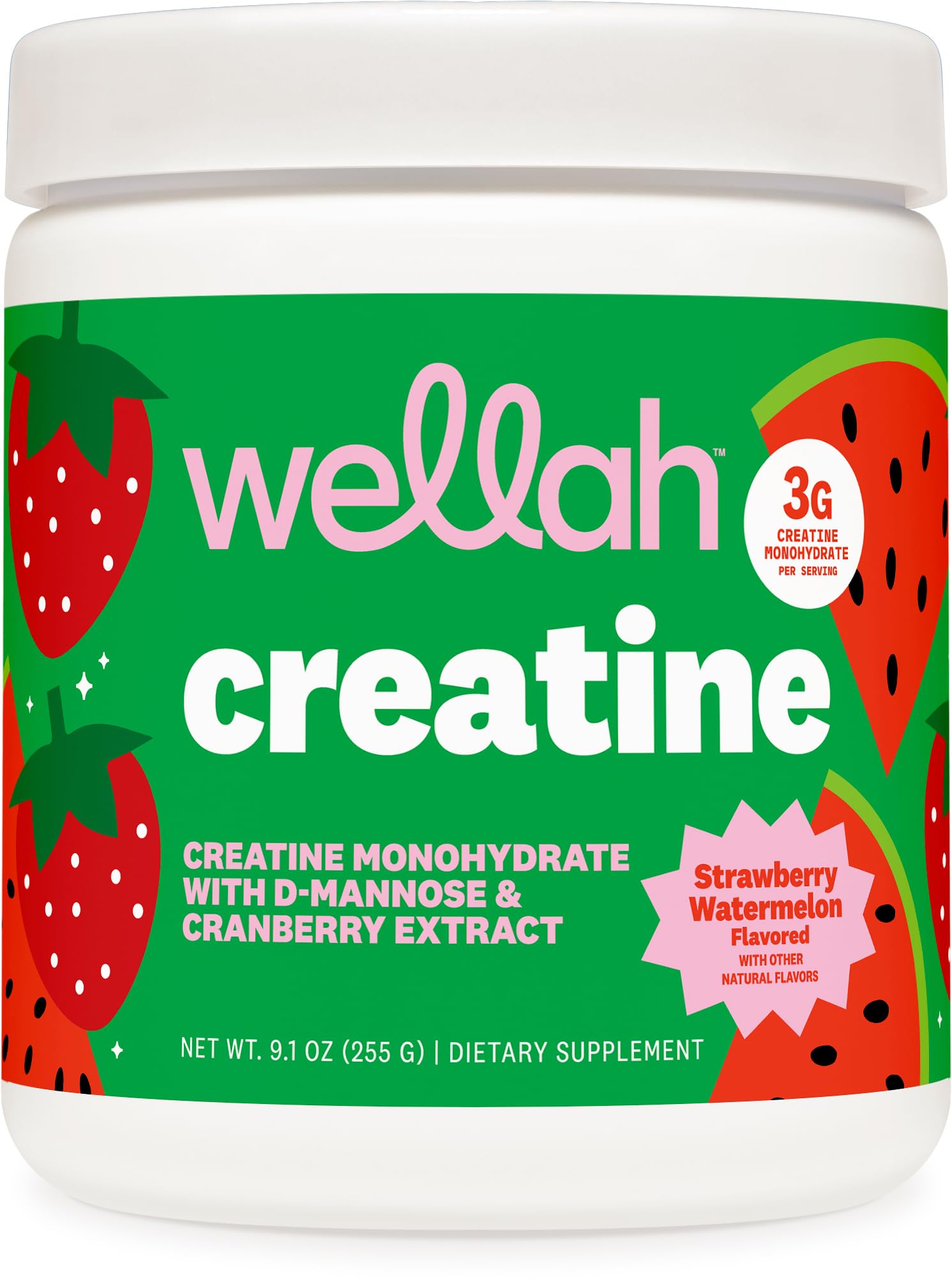 Wellah Creatine for Women (Strawberry Watermelon) Powder 9.1 oz