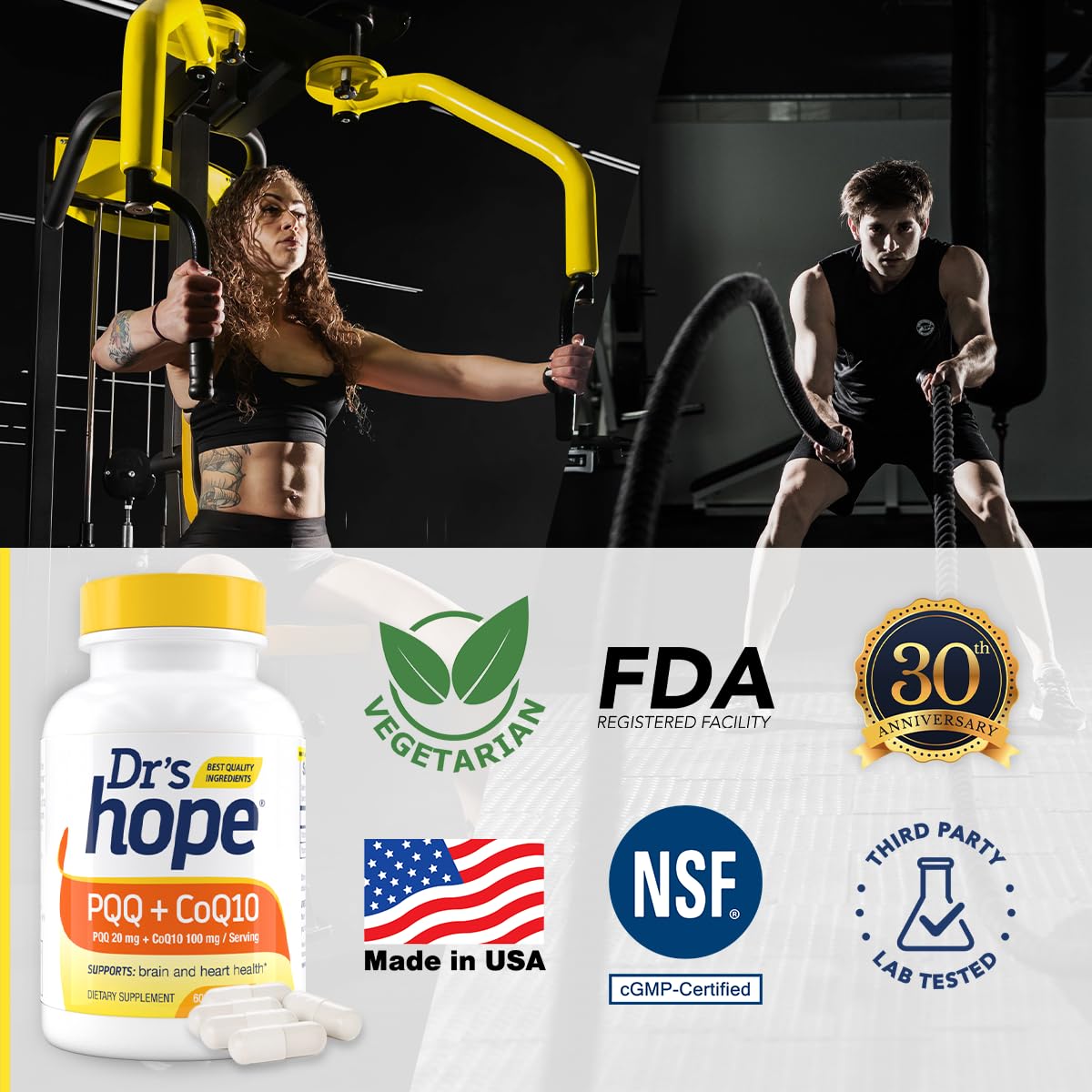 Dr’s Hope CoQ10 100mg + PQQ 20mg Capsules, 60 Count