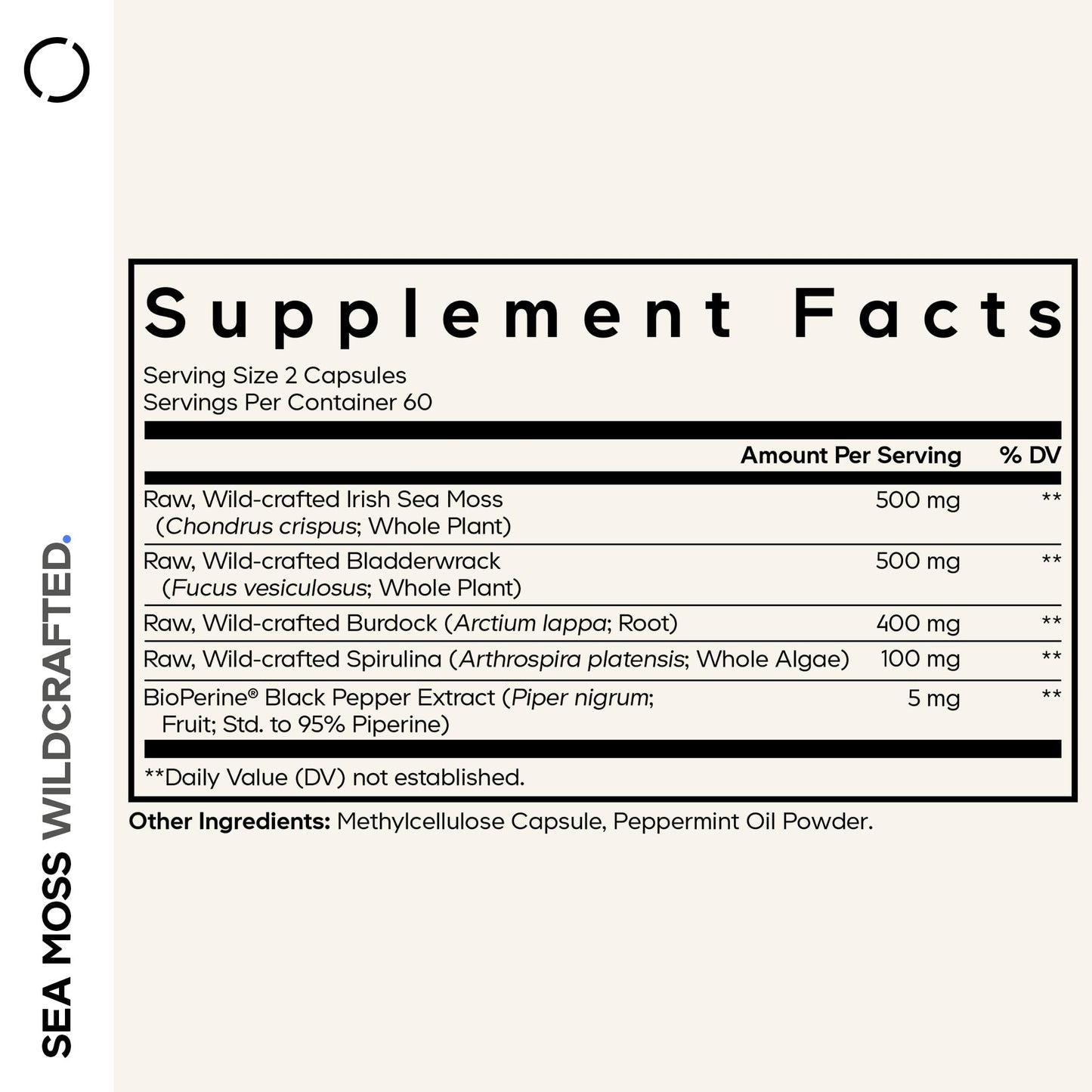Codeage Raw Wildcrafted Irish Sea Moss Supplement 120 Capsules