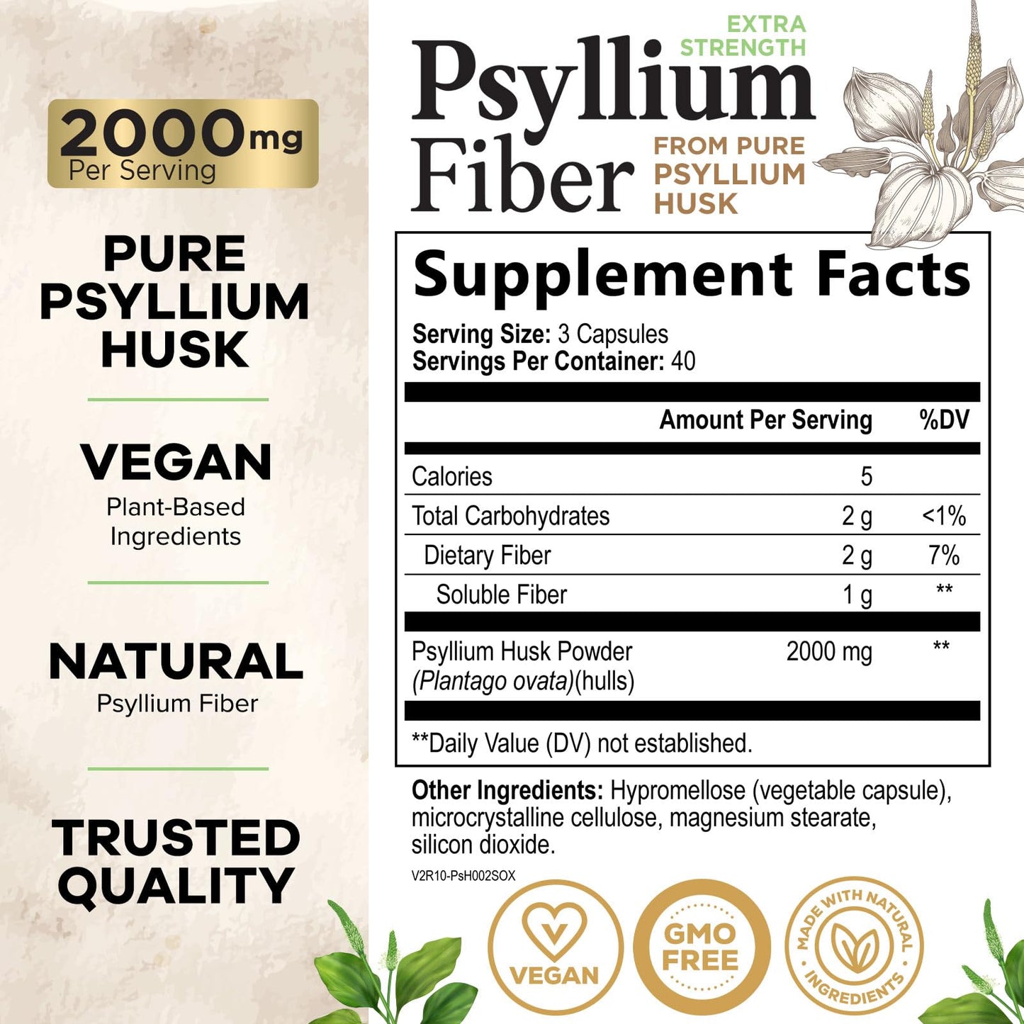 Health Nutrition Naturals Psyllium Husk Capsules - 120 Capsules