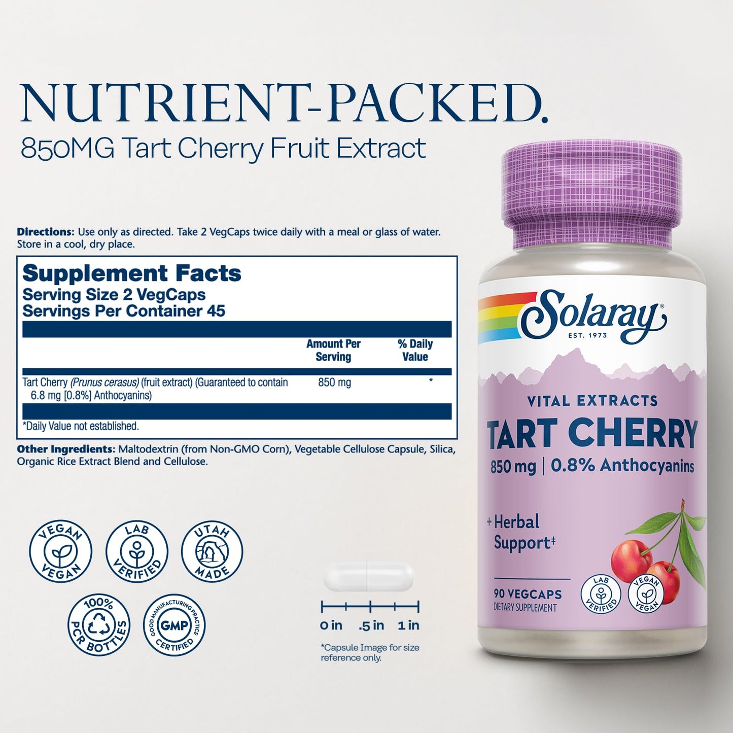 Solaray Tart Cherry Fruit Extract 850 mg 90 Capsules