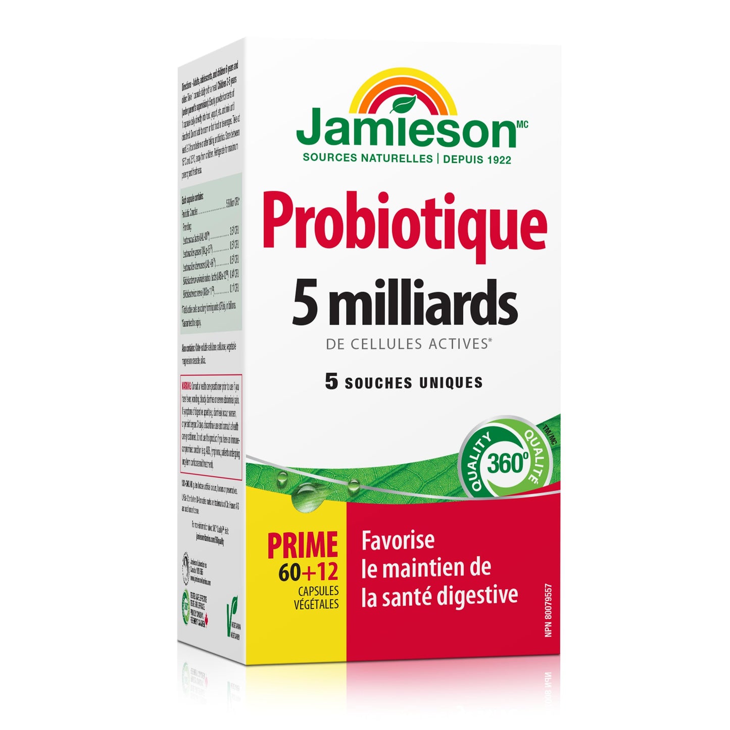 Jamieson Probiotic 5 Billion Regular Strength Supplement Capsule 72 Count