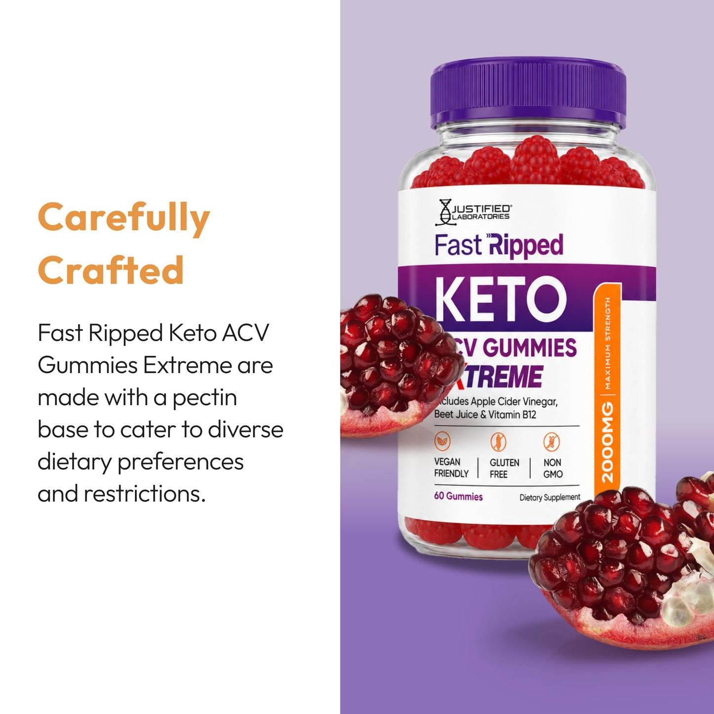 Justified Laboratories Fast Ripped Keto ACV Gummies Extreme (2000 mg) Gummy 60 Count