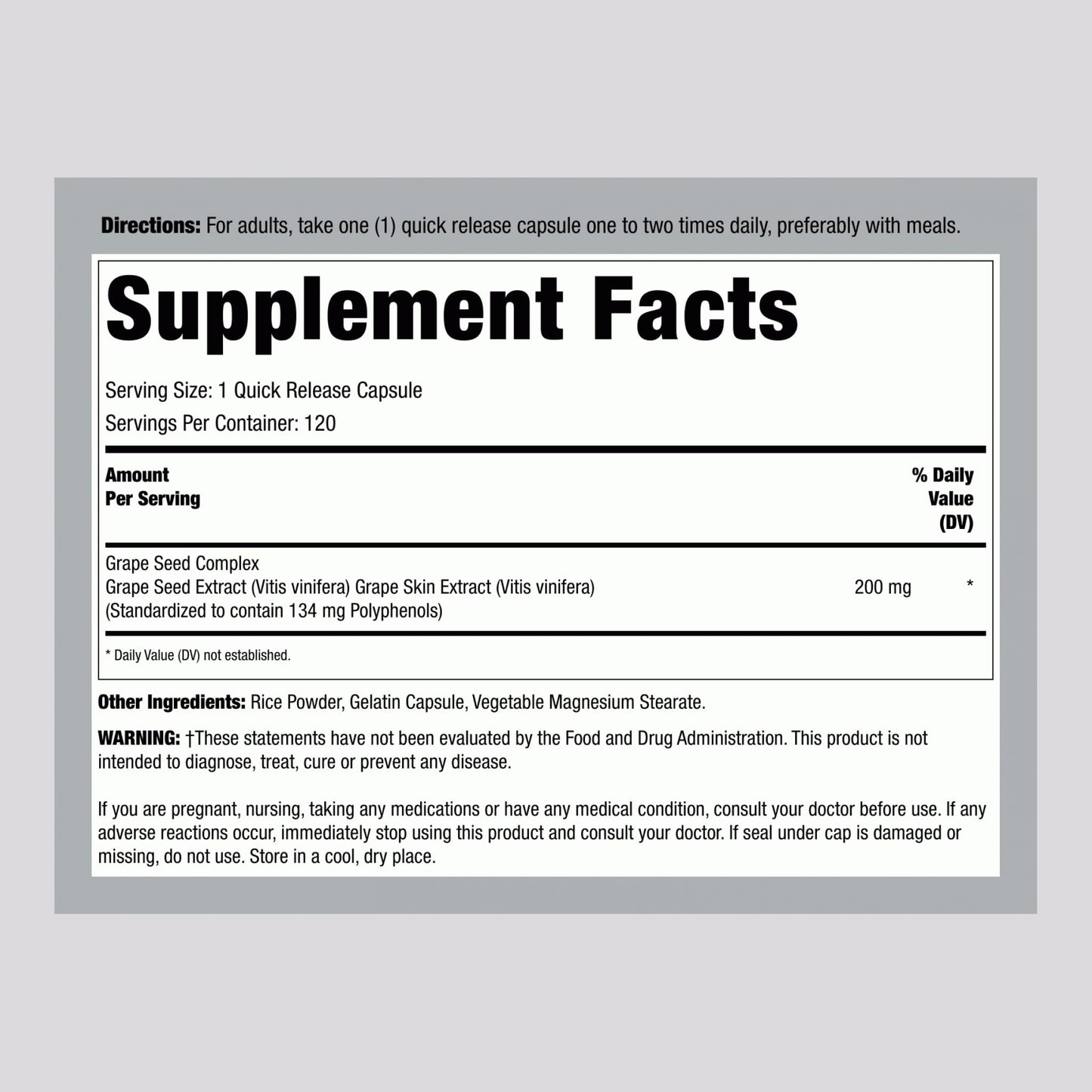 Lindberg Grape Seed Extract Capsules 120 Count
