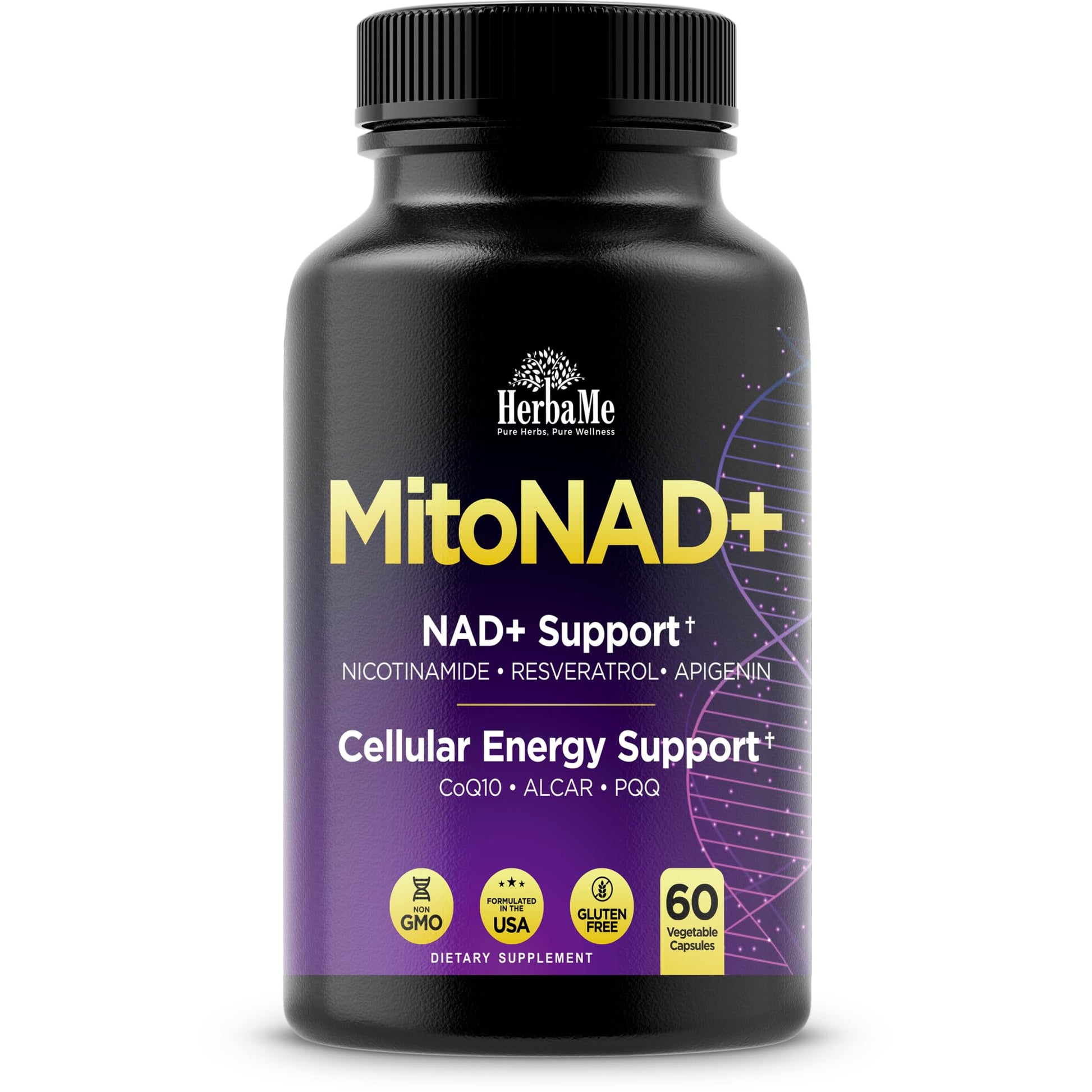 HerbaMe NAD+ Support Supplement, Multi-Pathway Cellular Energy Formula Capsule 60 Count