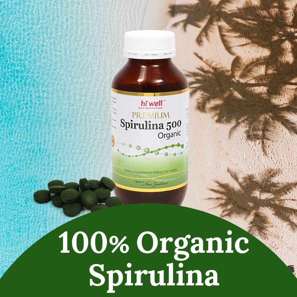 HI WELL PURE & NATURAL NEW ZEALAND Spirulina Organic Tablets 500