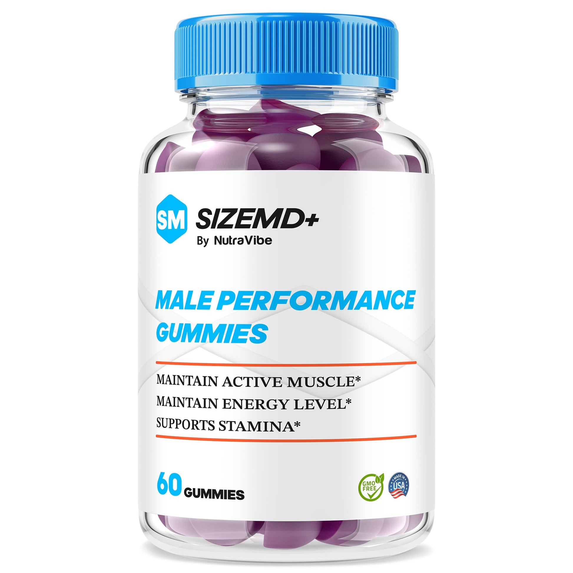 NutraVibe SizeMD+ Premium Male Gummies, 60 Gummies