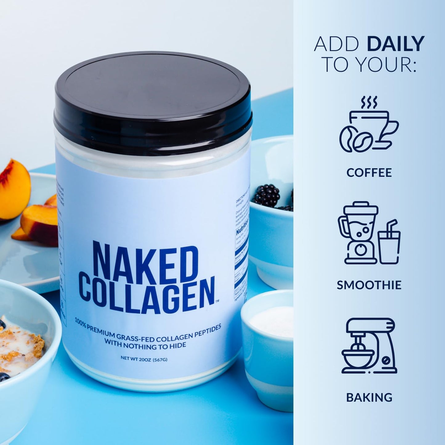 NAKED Collagen Peptides Protein Powder, 60 Servings, 20 oz