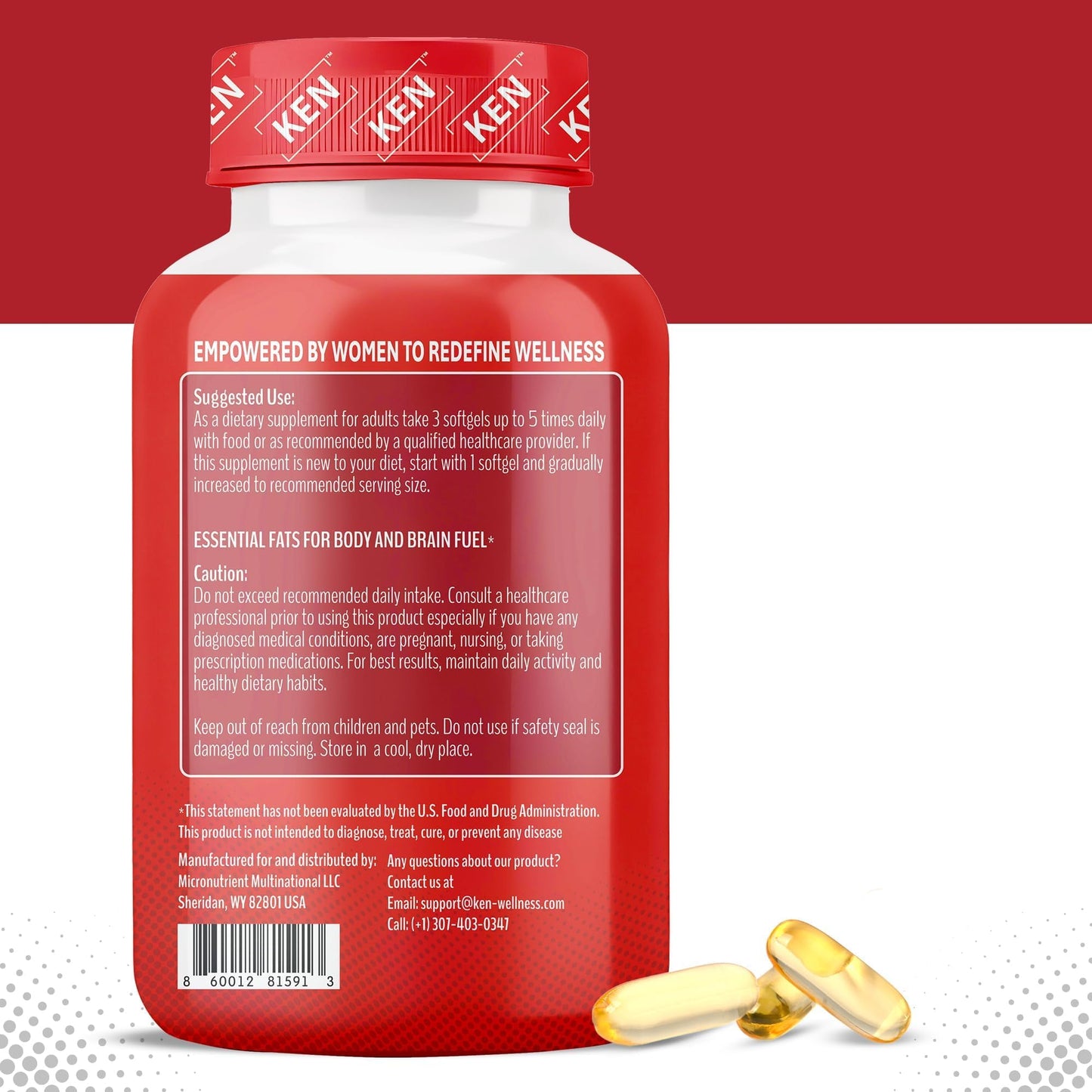KEN MCT Oil 3600mg Softgel 1 Count