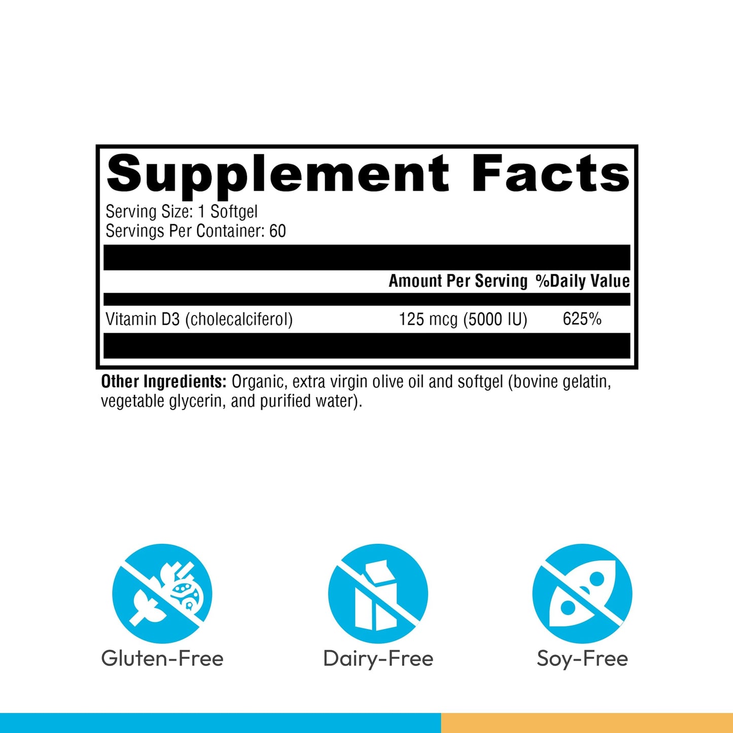 XYMOGEN Vitamin D3 5000 IU 60 Softgels