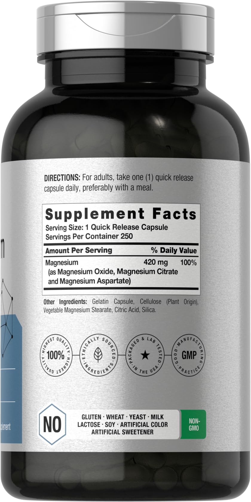 Horbäach Triple Magnesium Complex 420 mg, 250 Capsules