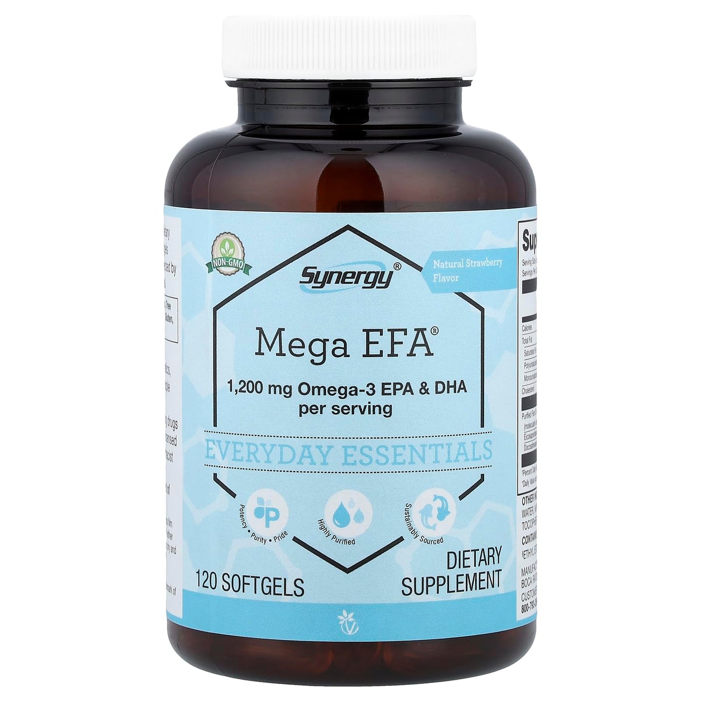 Vitacost Synergy Mega EFA Natural Strawberry Softgels 120 Count