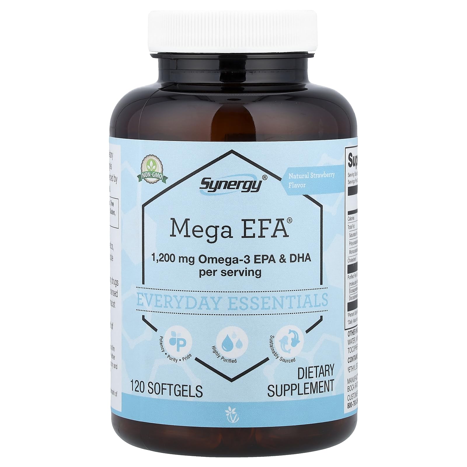 Vitacost Synergy Mega EFA Natural Strawberry Softgels 120 Count