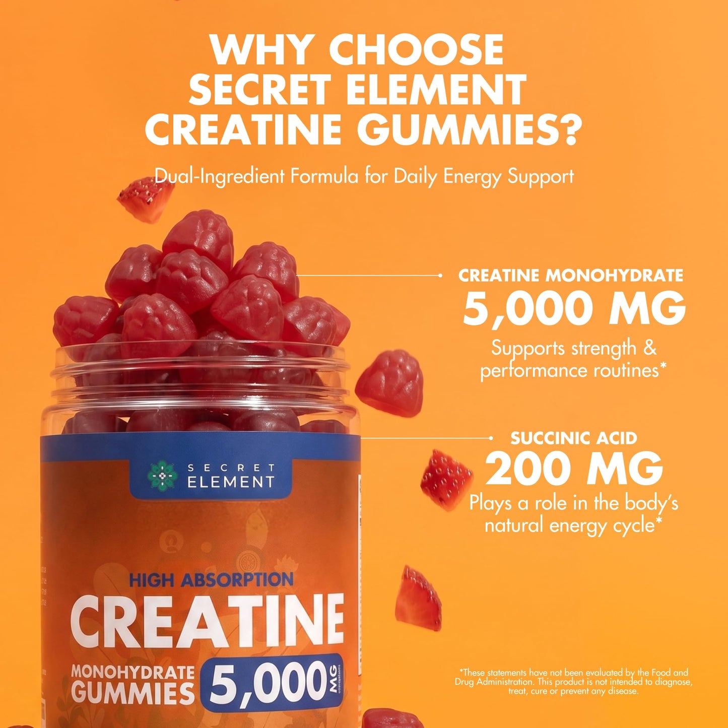 Secret Element Creatine Monohydrate Gummies 120 Count