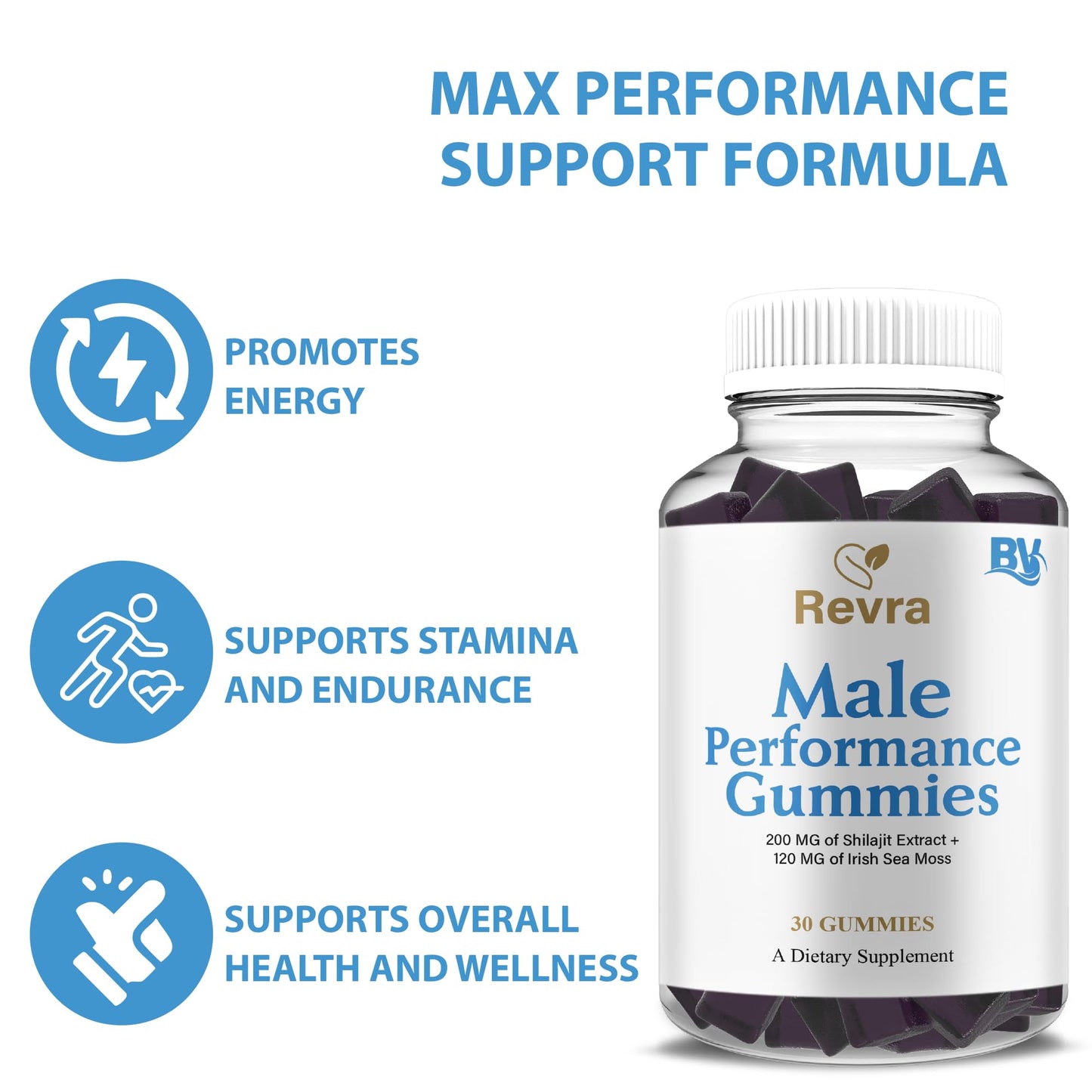 BLUE VIBE Revra Daily Performance Support Gummy Supplement, 30 Gummies