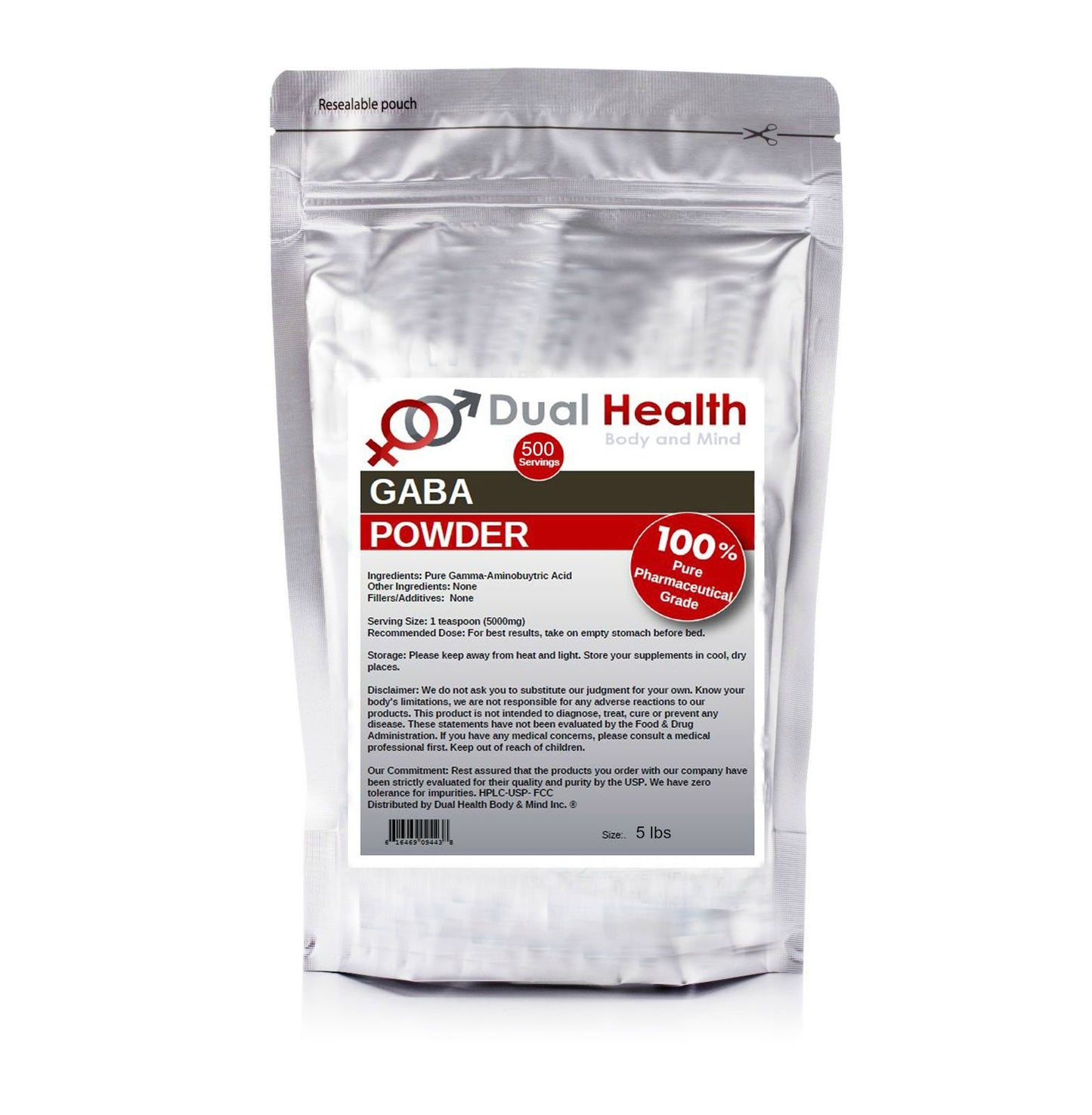 Dual Health Body & Mind Pure GABA Gamma Aminobutyric Acid Powder, 80