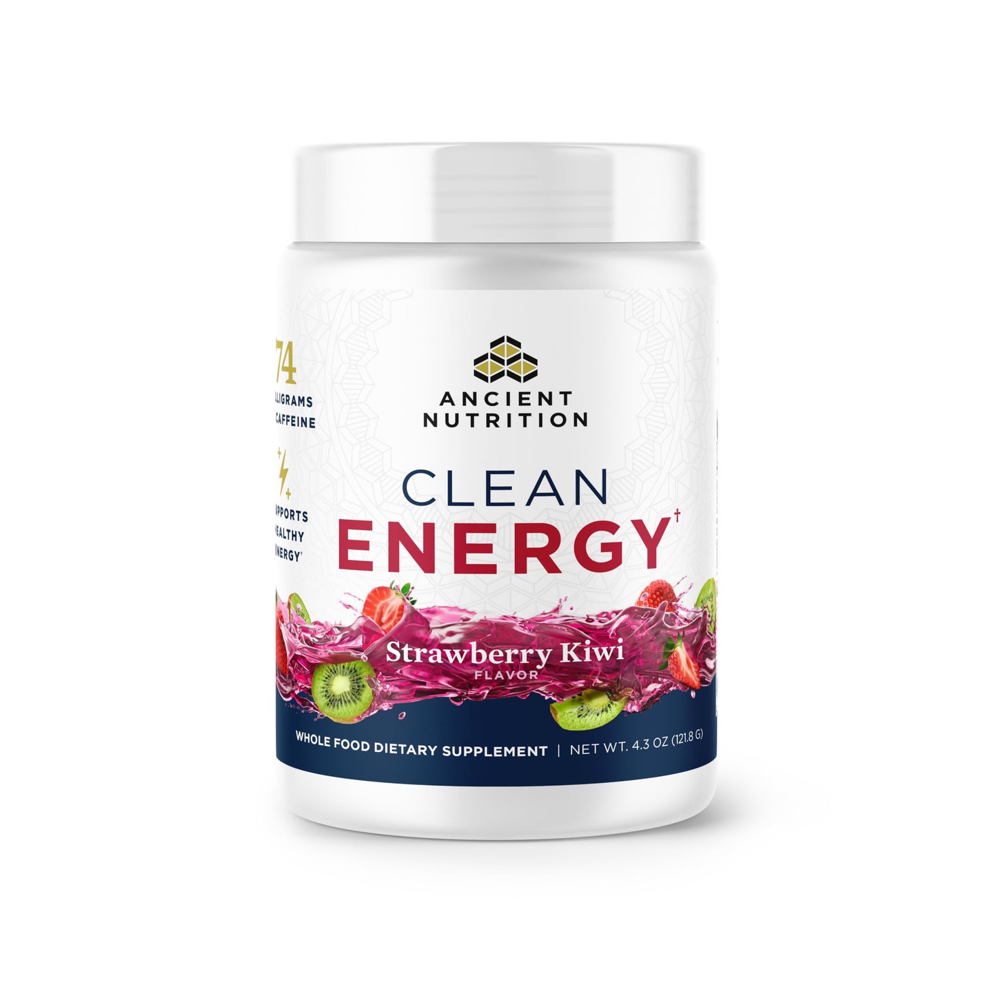 Ancient Nutrition Clean Energy Powder, Strawberry Kiwi, 30 Servings