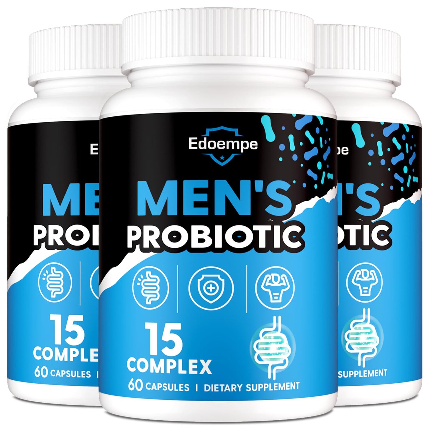 Edoempe Probiotics for Men 500 Billion CFUs 12 Strains with Cranberry Goji Turmeric & Amla Capsule, 60 Count (Pack of 3)
