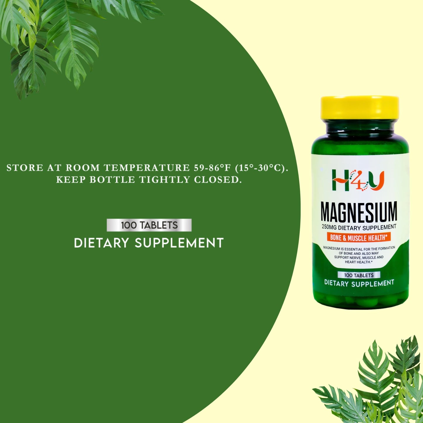 4 TOP CARE Magnesium Bone & Muscle Health Dietary Supplement Tablets, 250 mg, 100 Count