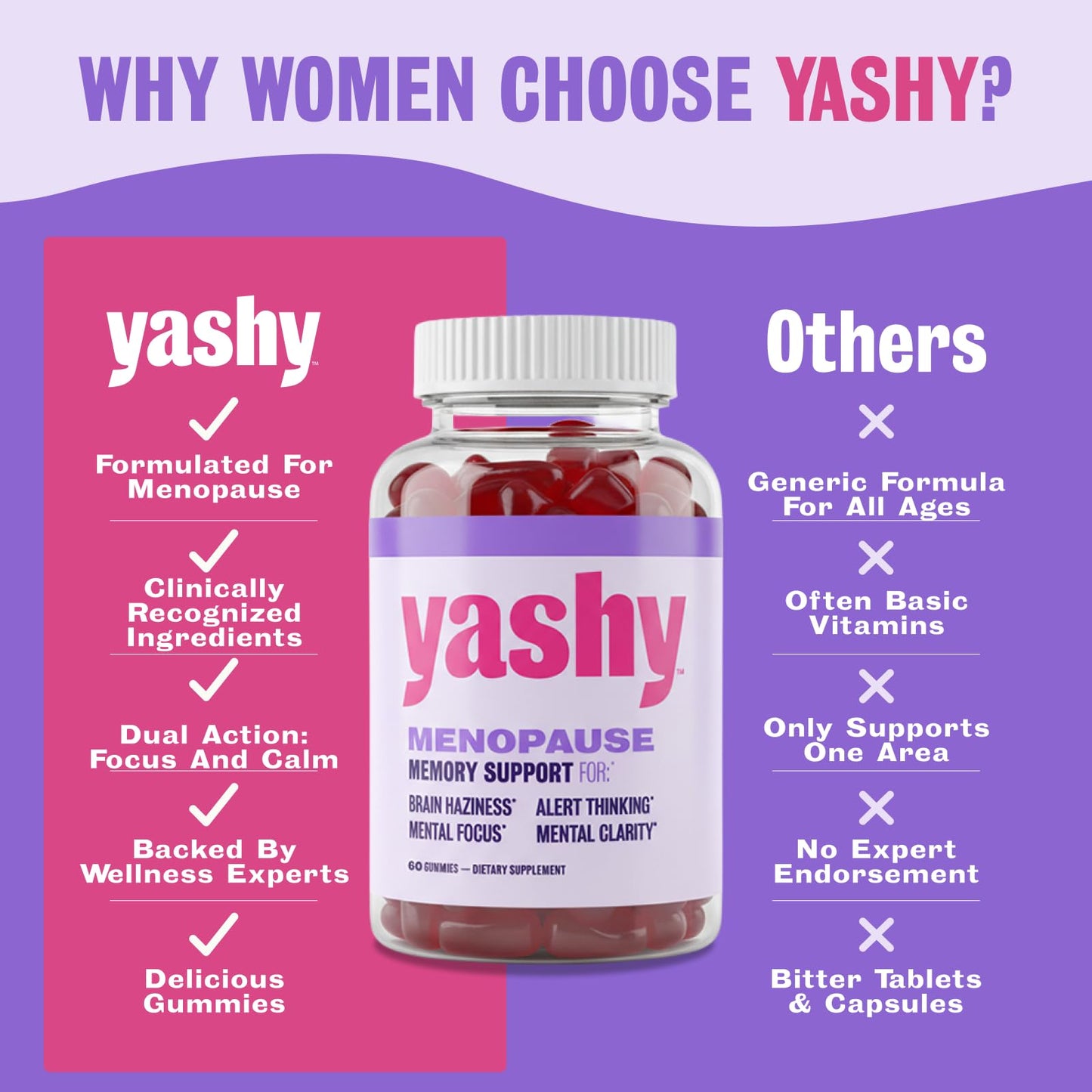 YASHY Menopause Memory Support Gummies, 60 Gummies