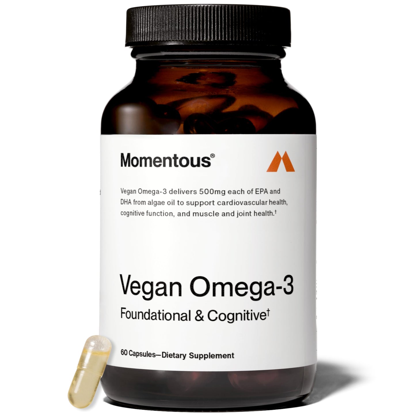 Momentous Vegan Omega-3 Plant-Based EPA & DHA Supplement for Men & Women Softgel 1 Count