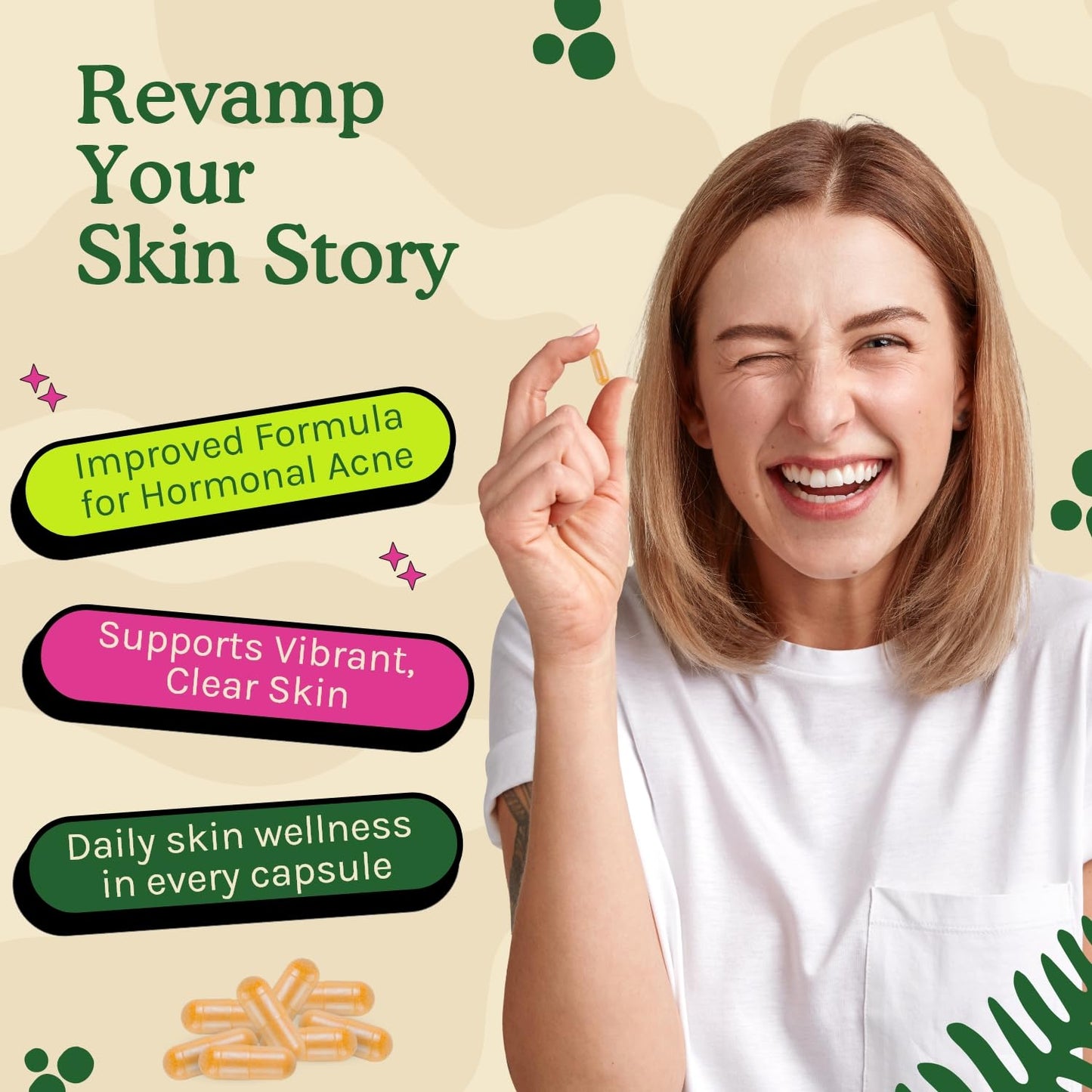 NURISR Acne Supplements for Teenagers with Vitamins A, B, C, E & Biotin for Clear, Radiant Skin, Supports Balanced Oil Production & Healthy Glow, Gluten-Free, 60 Tablets