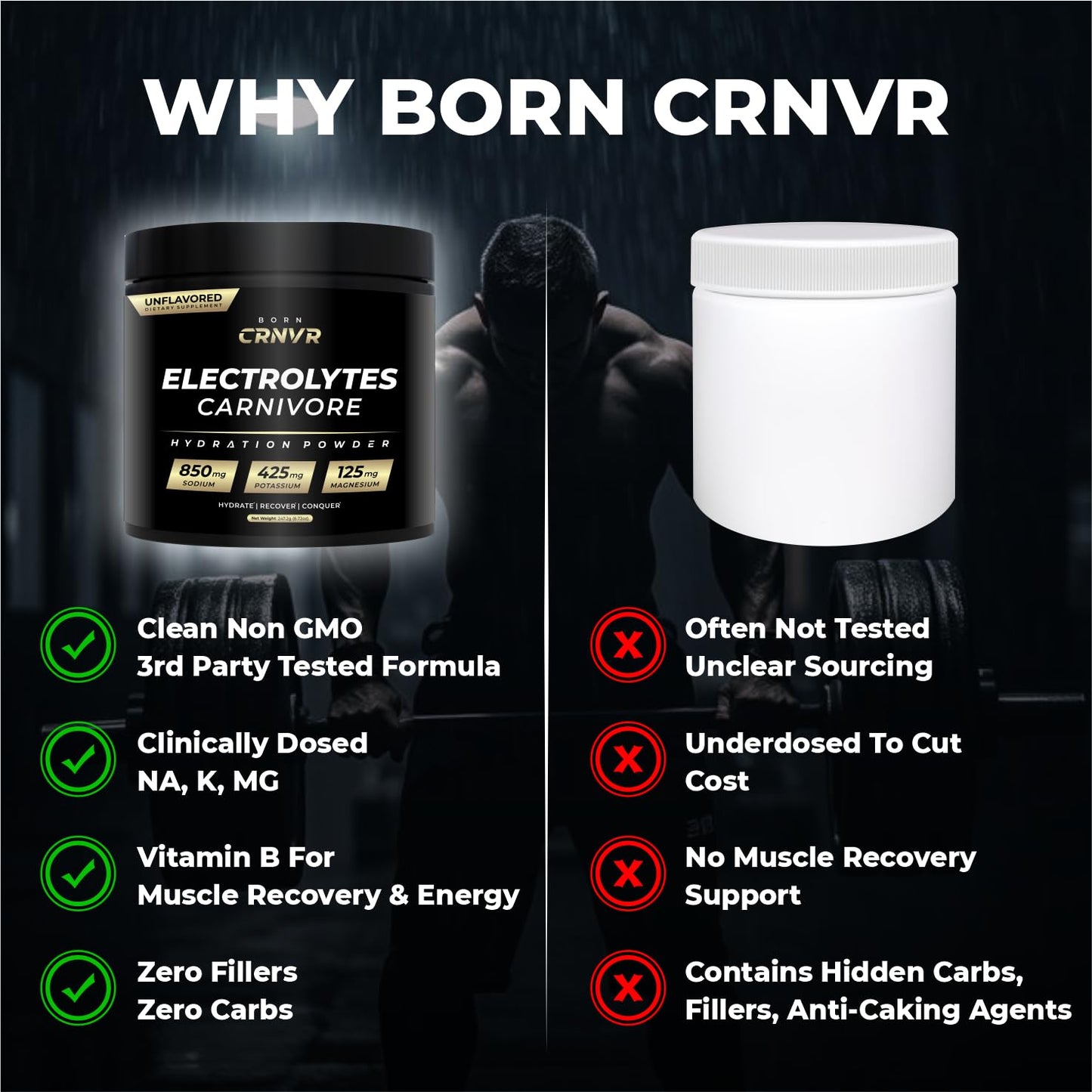 BORN CRNVR Carnivore Electrolytes Powder, 60 Servings