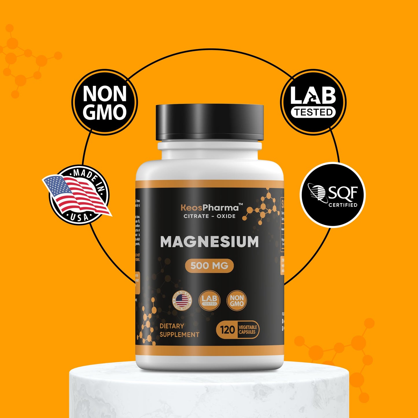 KeosPharma Magnesium Citrate 500mg Capsule, 120 Capsules
