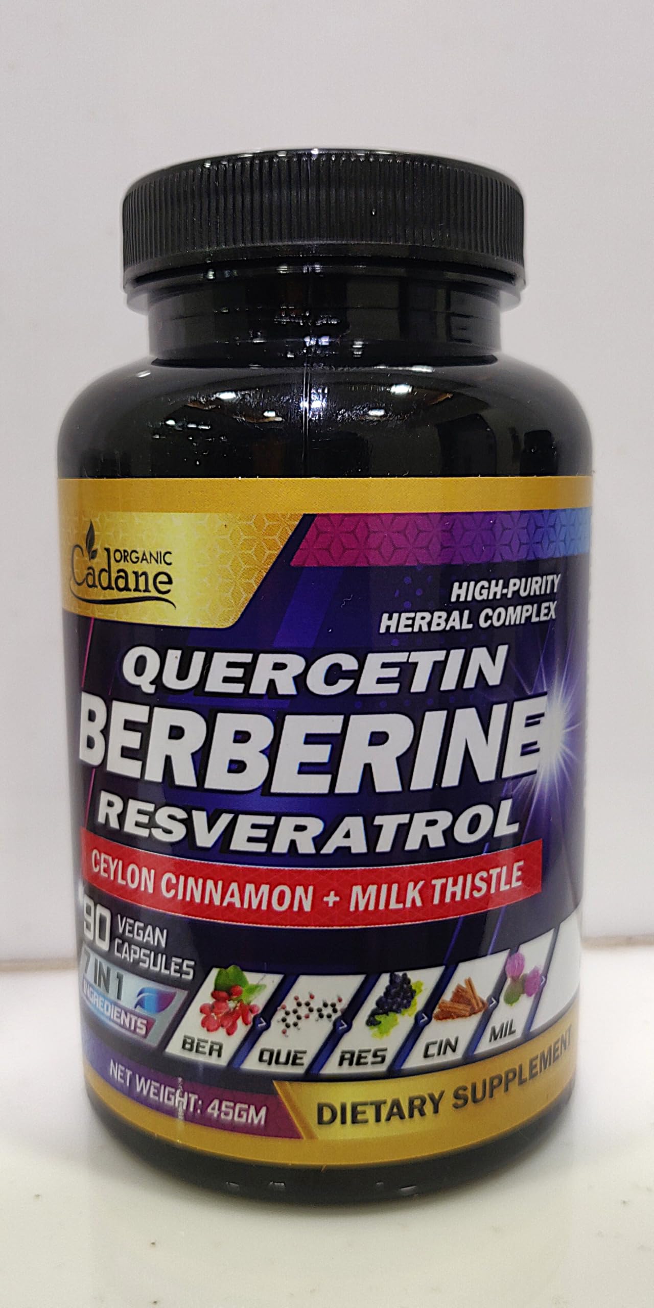 Organic Cadane Berberine Supplement 7-in-1 Capsule, 90 Count