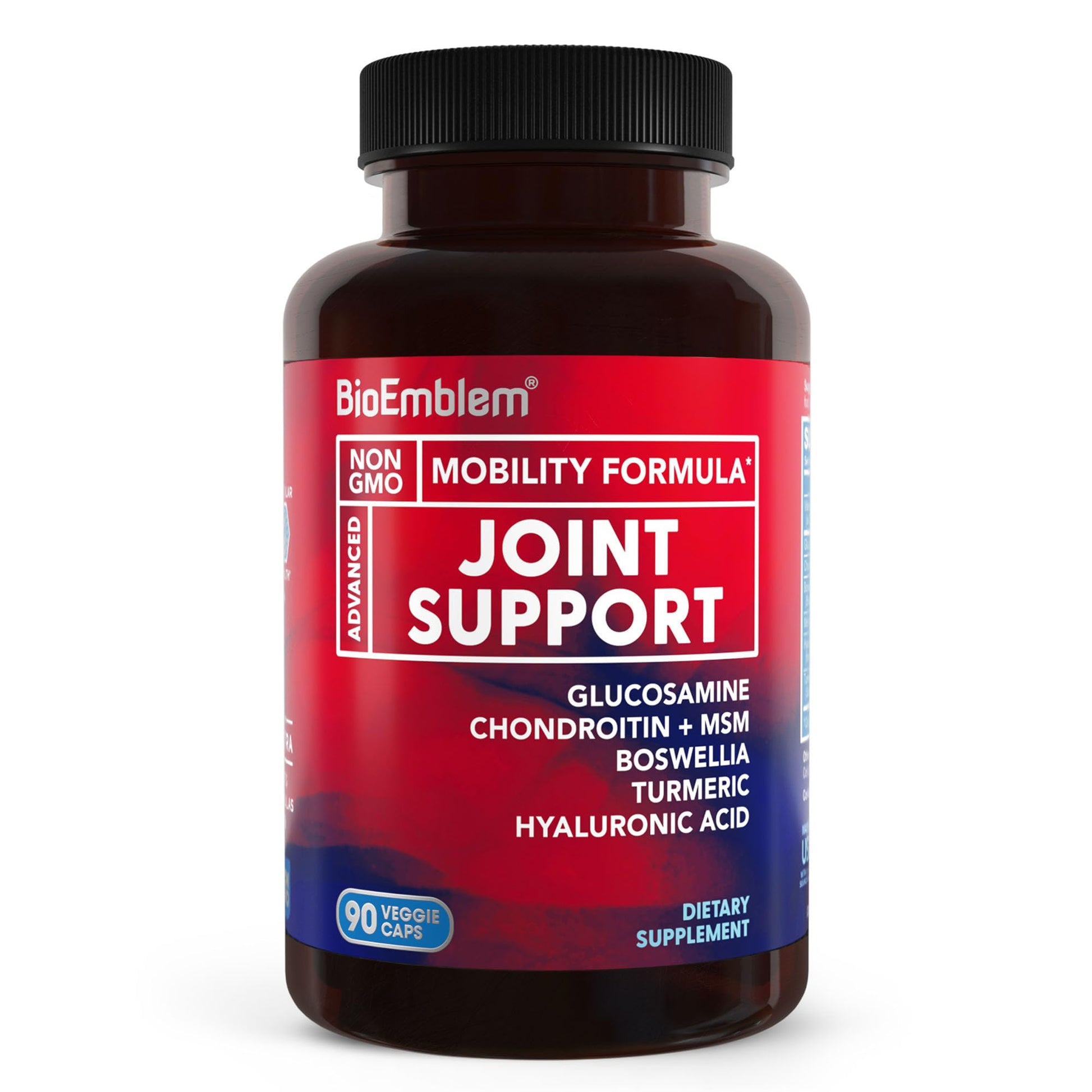 BioEmblem Glucosamine Sulfate 1500mg with Chondroitin & MSM Joint Support with Boswellia, Turmeric & Hyaluronic Acid, Non-GMO, 90 Capsules