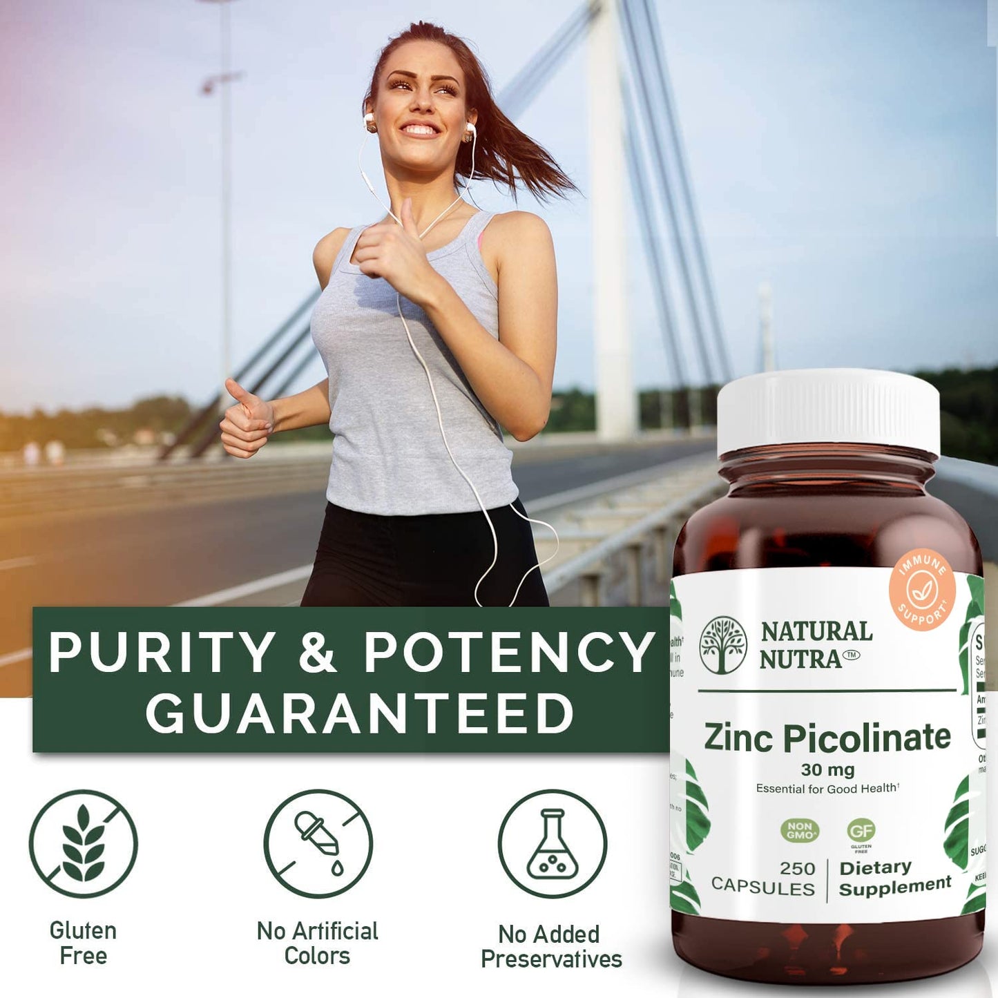 Natural Nutra Zinc Picolinate 30 mg Double Strength Capsules, 250 Count