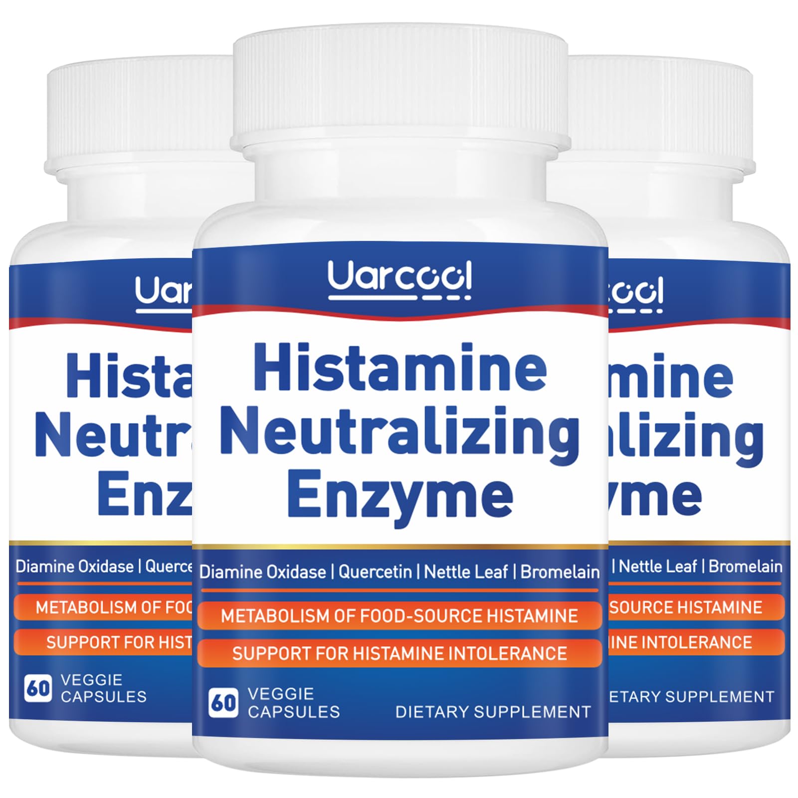 Uarcool DAO Enzyme Supplement Histamine Diamine Oxidase Softgels 3 Bottles