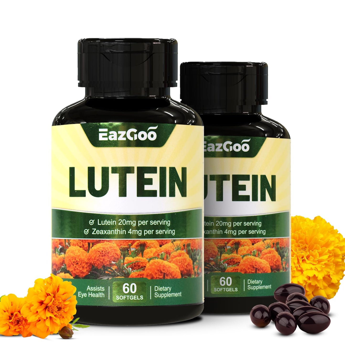 EAZGOO Lutein for Eyes 20mg Softgels, 60 Count