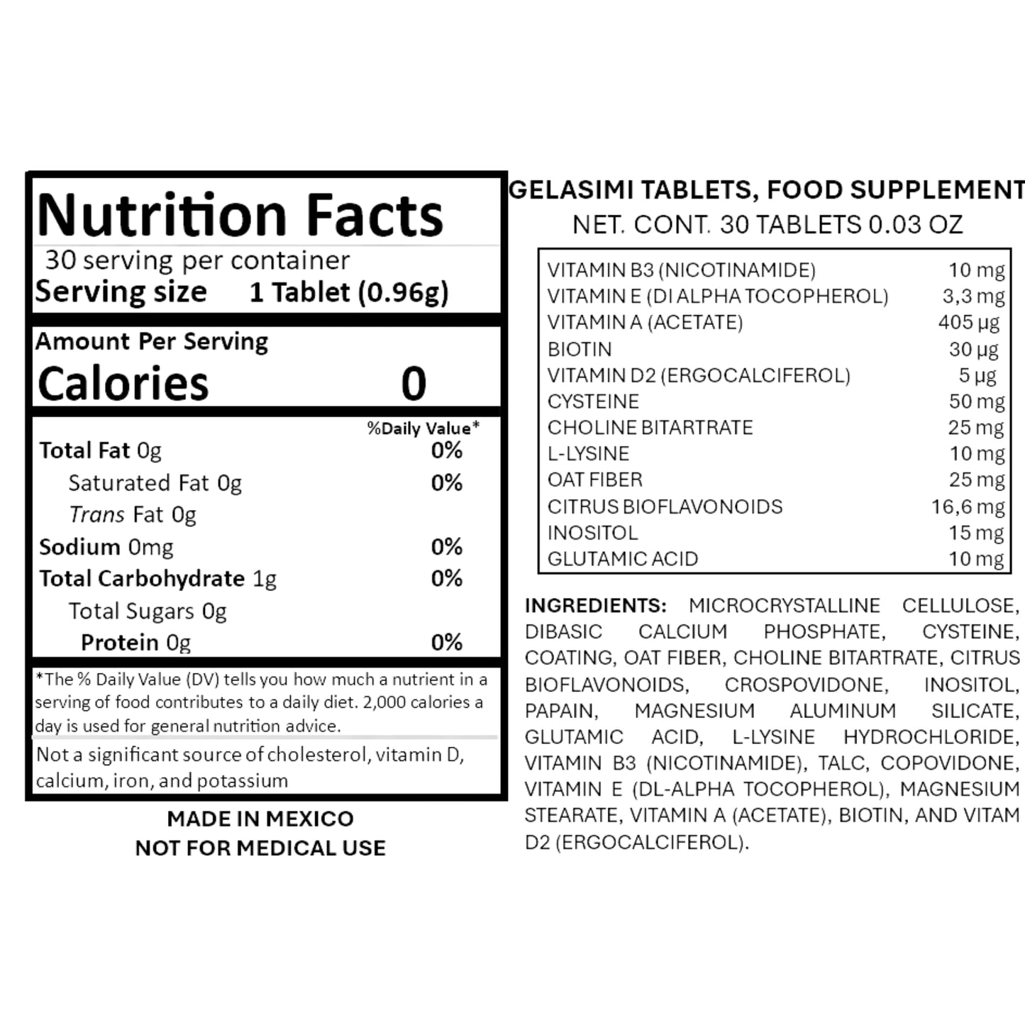 Tu Salud Plus Gelasim Hair and Nail Vitamins 30 Capsules