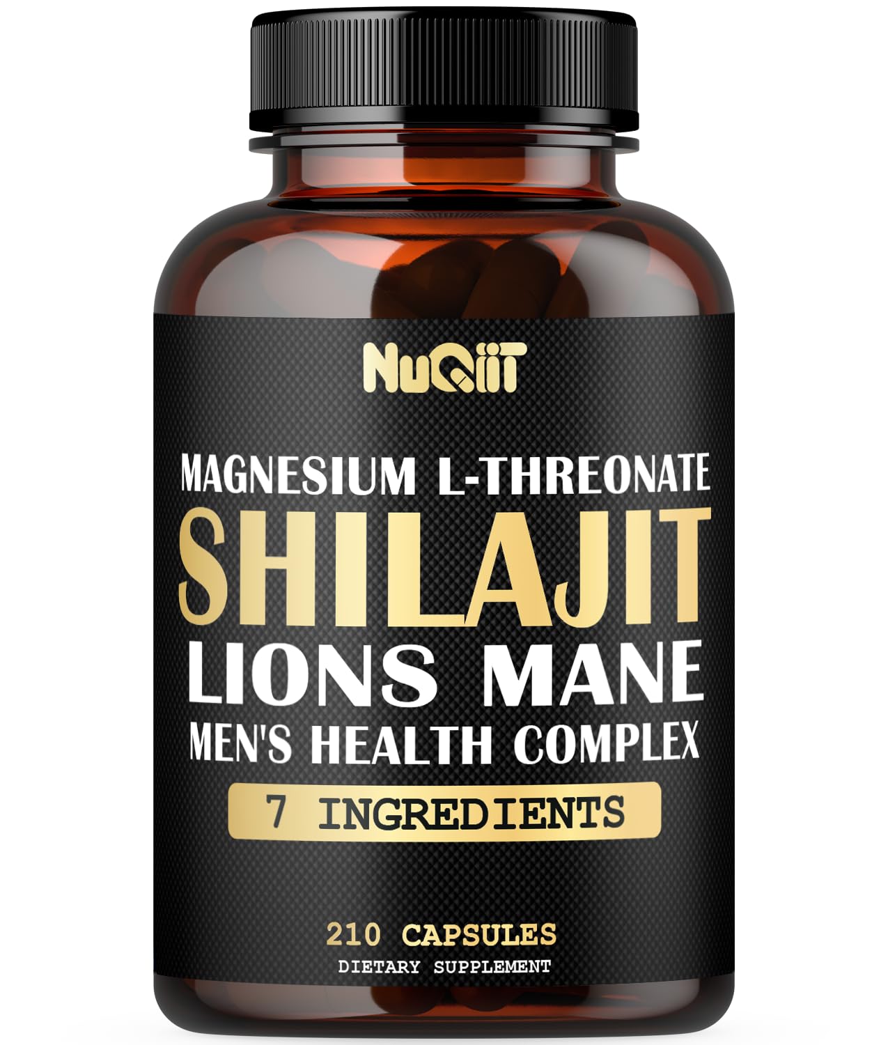 NUQIIT Magnesium with Lions Mane, Shilajit Capsules, Male's Health Complex with Ashwagandha & Maca Root, 210 Capsules