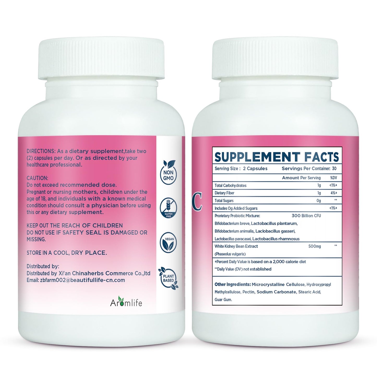 Aromlife Women's Probiotics 300 Billion CFUs Probiotic for Daily Digestive & Balance with 6 Strains 60 Capsules