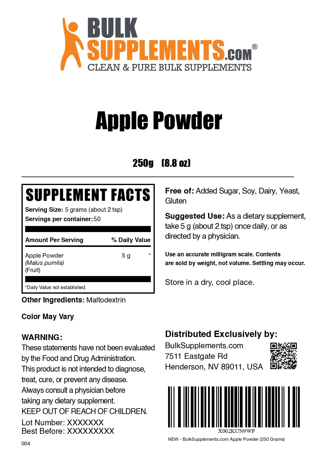 BulkSupplements Apple Powder Powder 8.8 oz