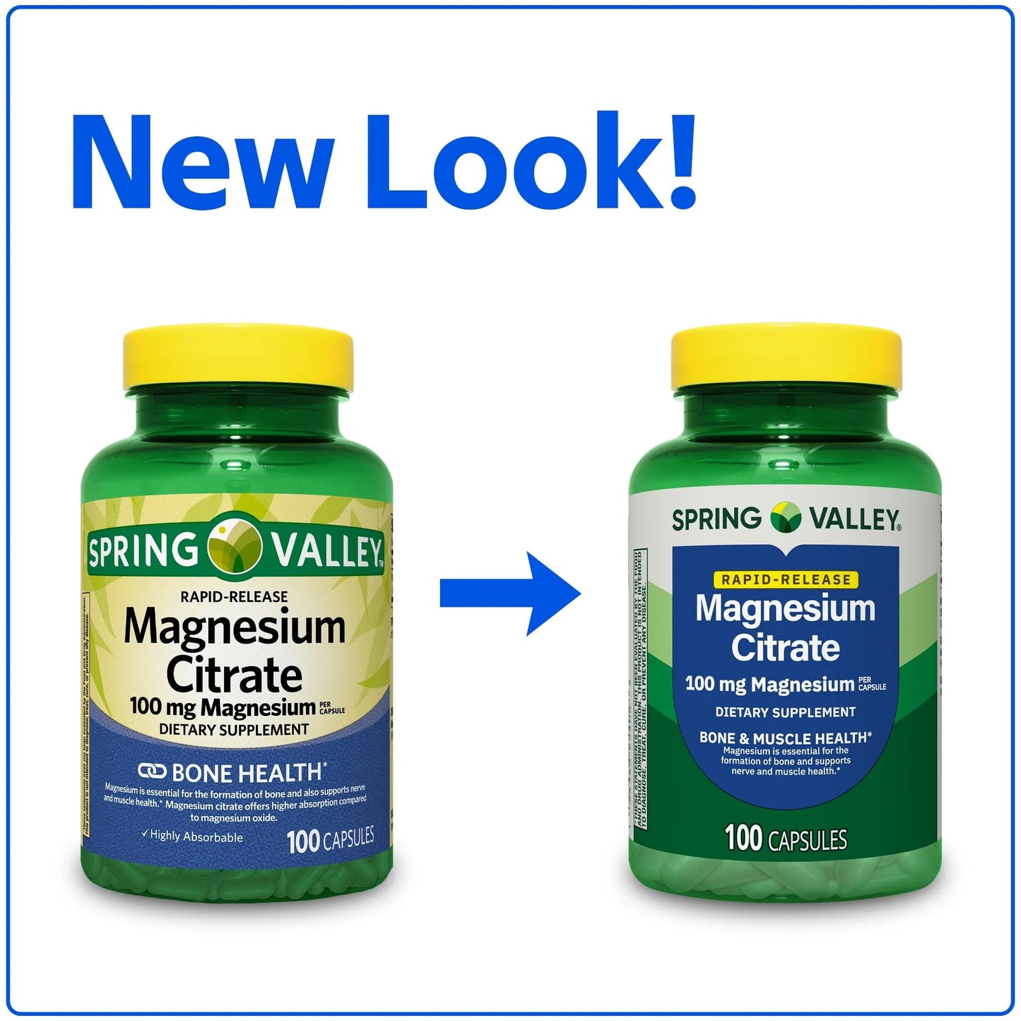 SUREFECT Magnesium Citrate Rapid-Release Bone Health Dietary Supplement Capsules, 100 Count