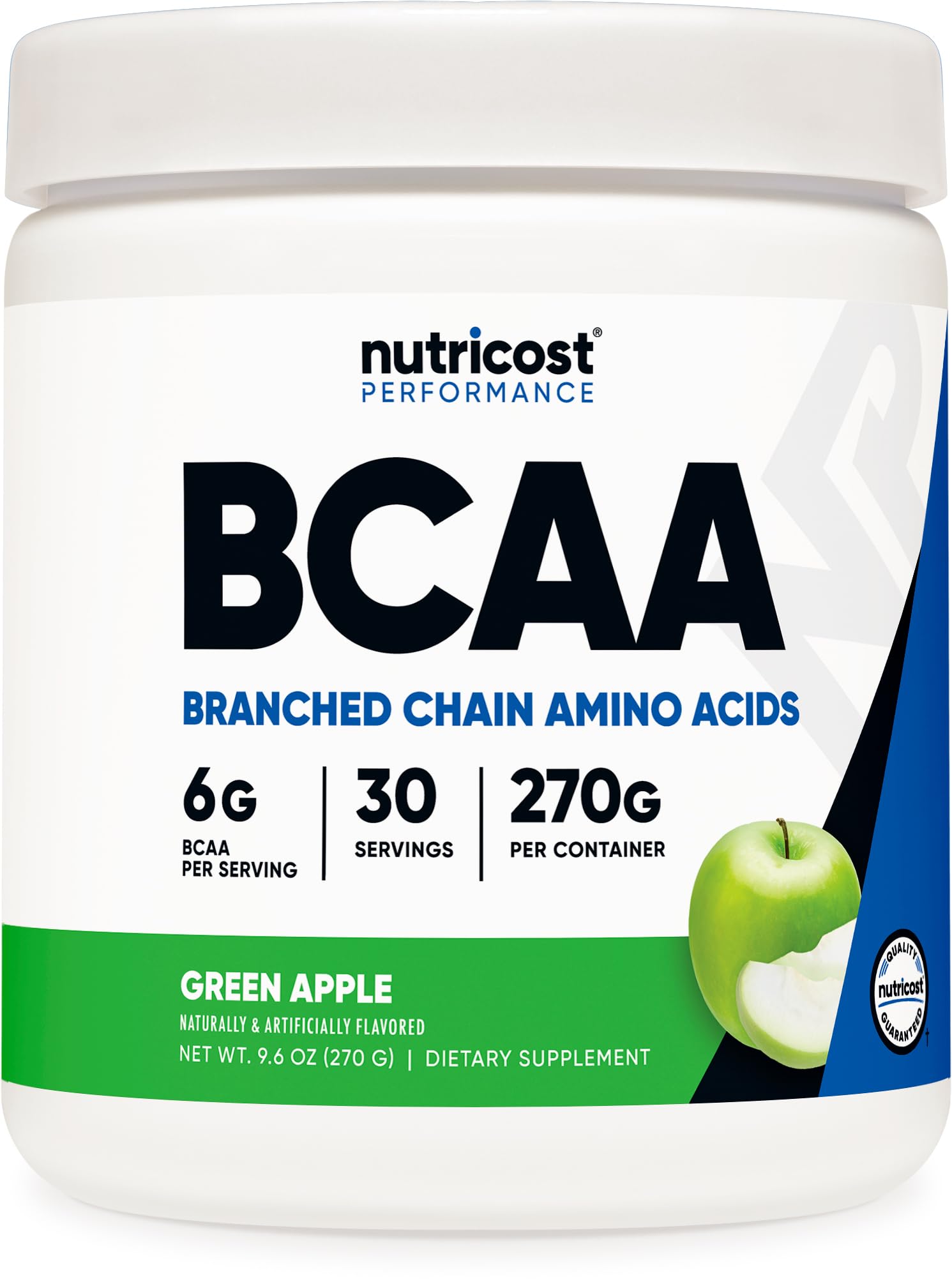 Nutricost BCAA Powder (Green Apple) 30 Servings, 9.6 Ounce