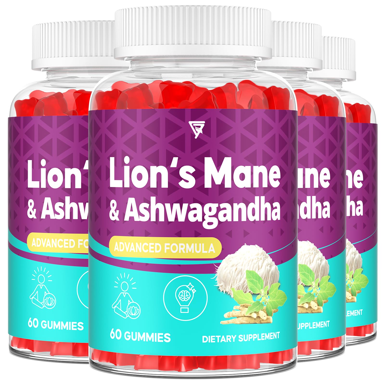 GENFOJAS Organic Ashwagandha & Lions Mane Gummies, 240 Gummies