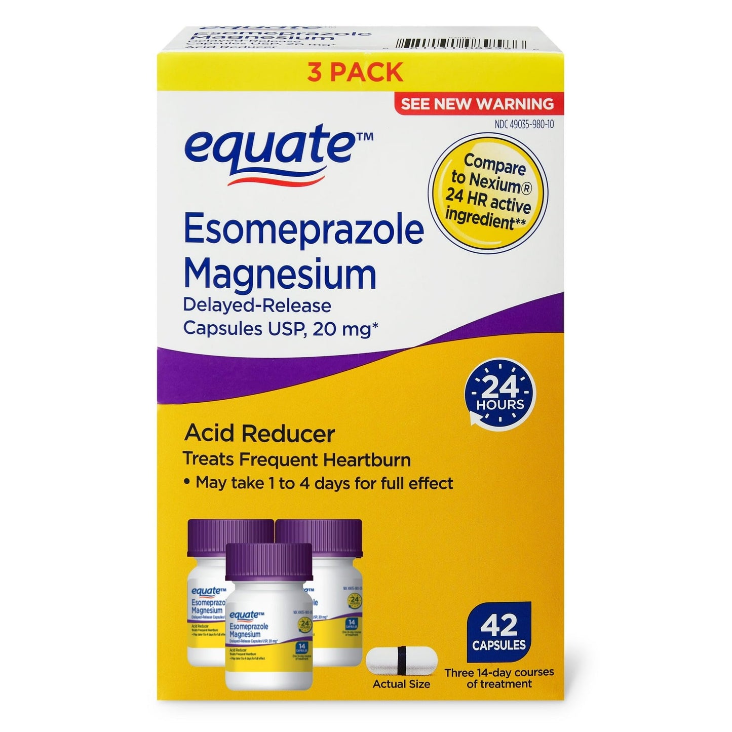 BasketGoods Equate Acid Reducer Esomeprazole Magnesium 20mg Delayed-Release Capsules, 42 Capsules