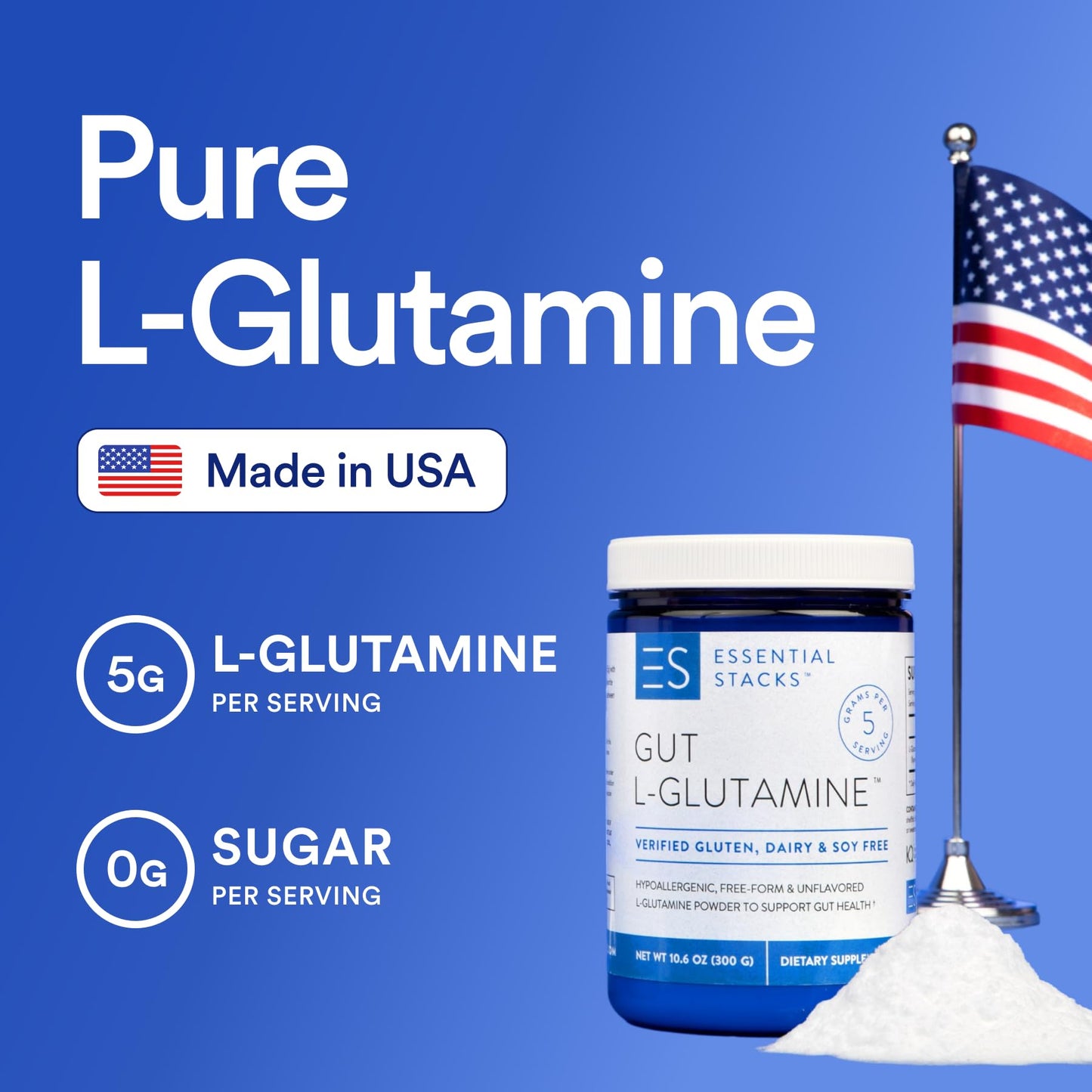 Essential Stacks L-Glutamine Home & Away Bundle - Powder & Capsules, 2-Count
