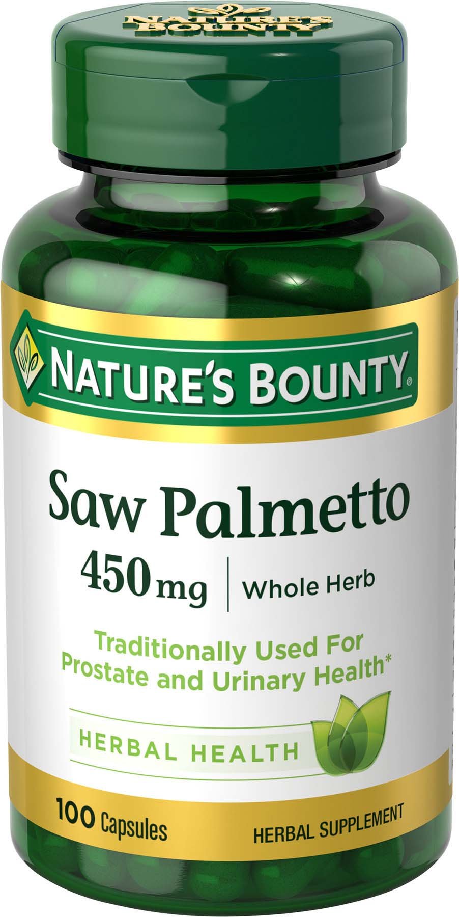 Nature's Bounty Saw Palmetto 450 mg Capsule, 100 Count