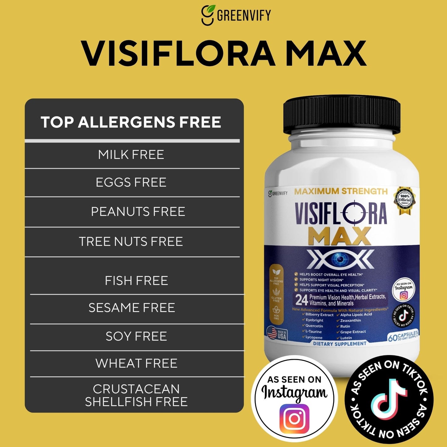 GREENVIFY VisiFlora Max Eye Health Supplement 60 Capsules