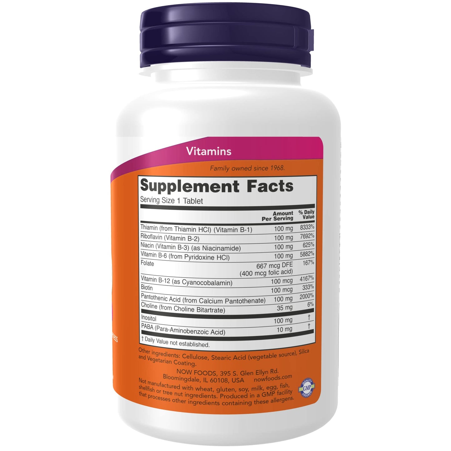 NOW Foods Vitamin B-100 Sustained Release Tablet, 200 Tablets