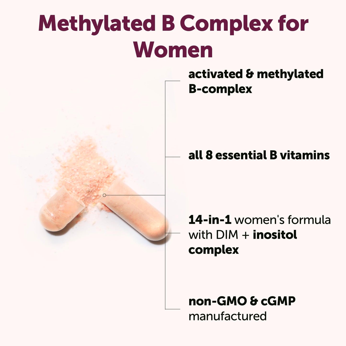 Micro Ingredients Methylated B Complex for Women Capsules 240 Count