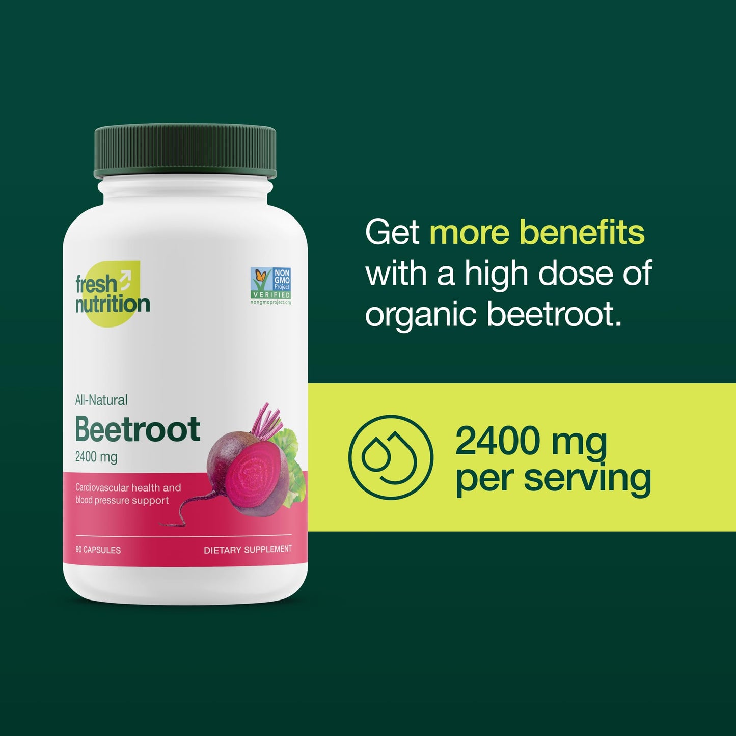 Fresh Nutrition Organic Beet Root Capsules, 180 Capsules