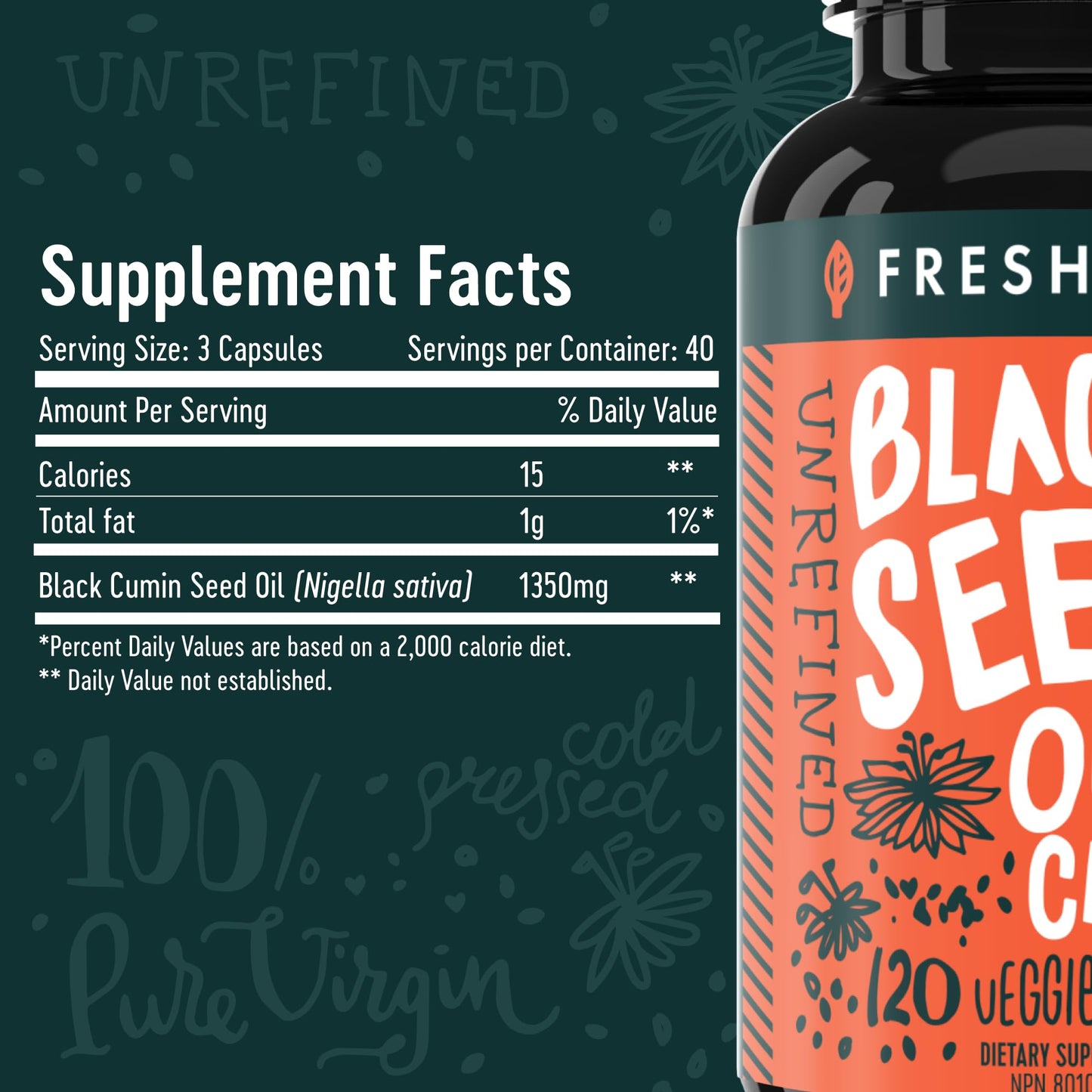 Freshfield Black Seed Oil Capsules 120 Count