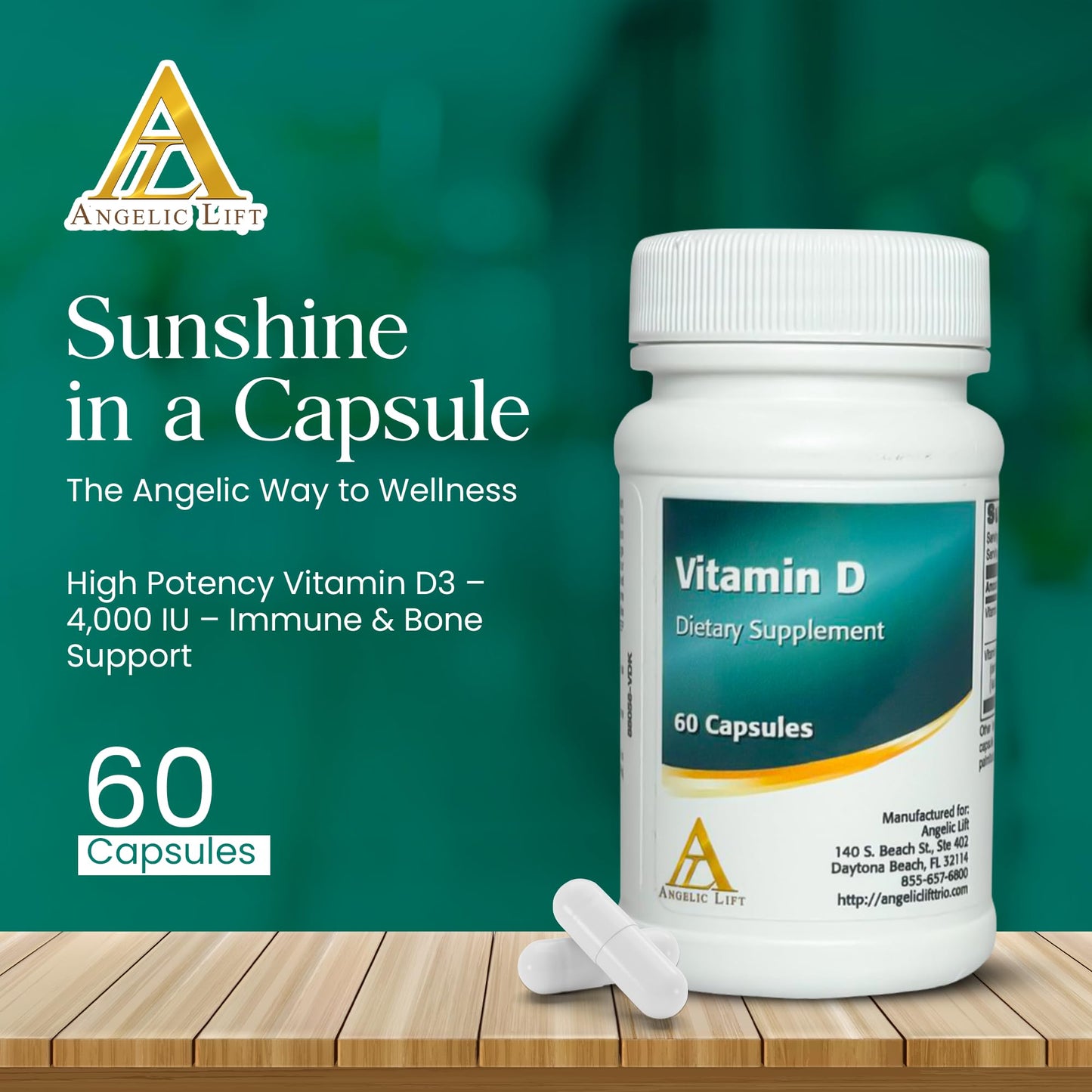 ANGELIC LIFT Vitamin D3 100 mcg (4,000 IU) Capsule 1 Count